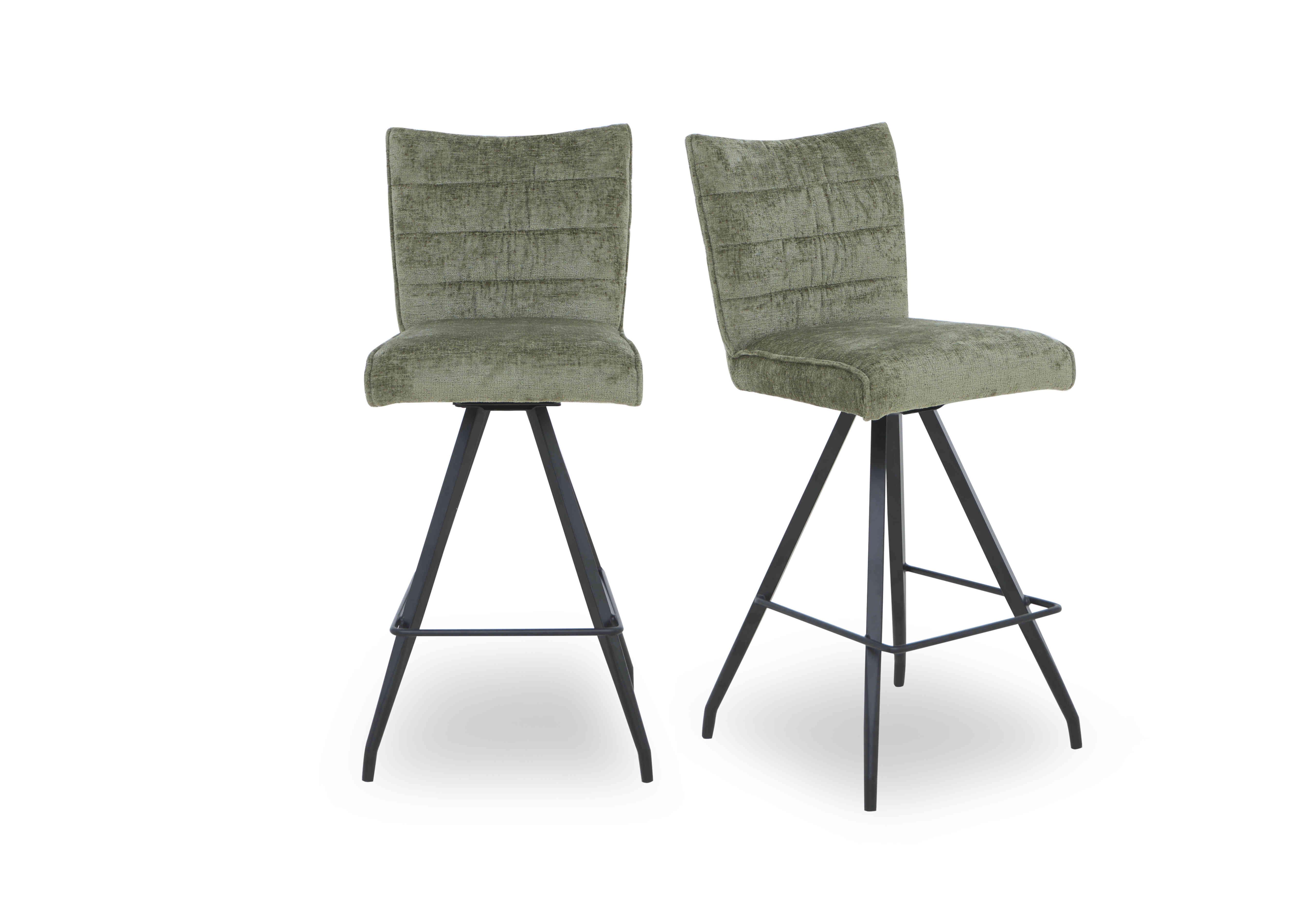 Saturn Pair of Swivel Bar Stools in Green on Furniture Village