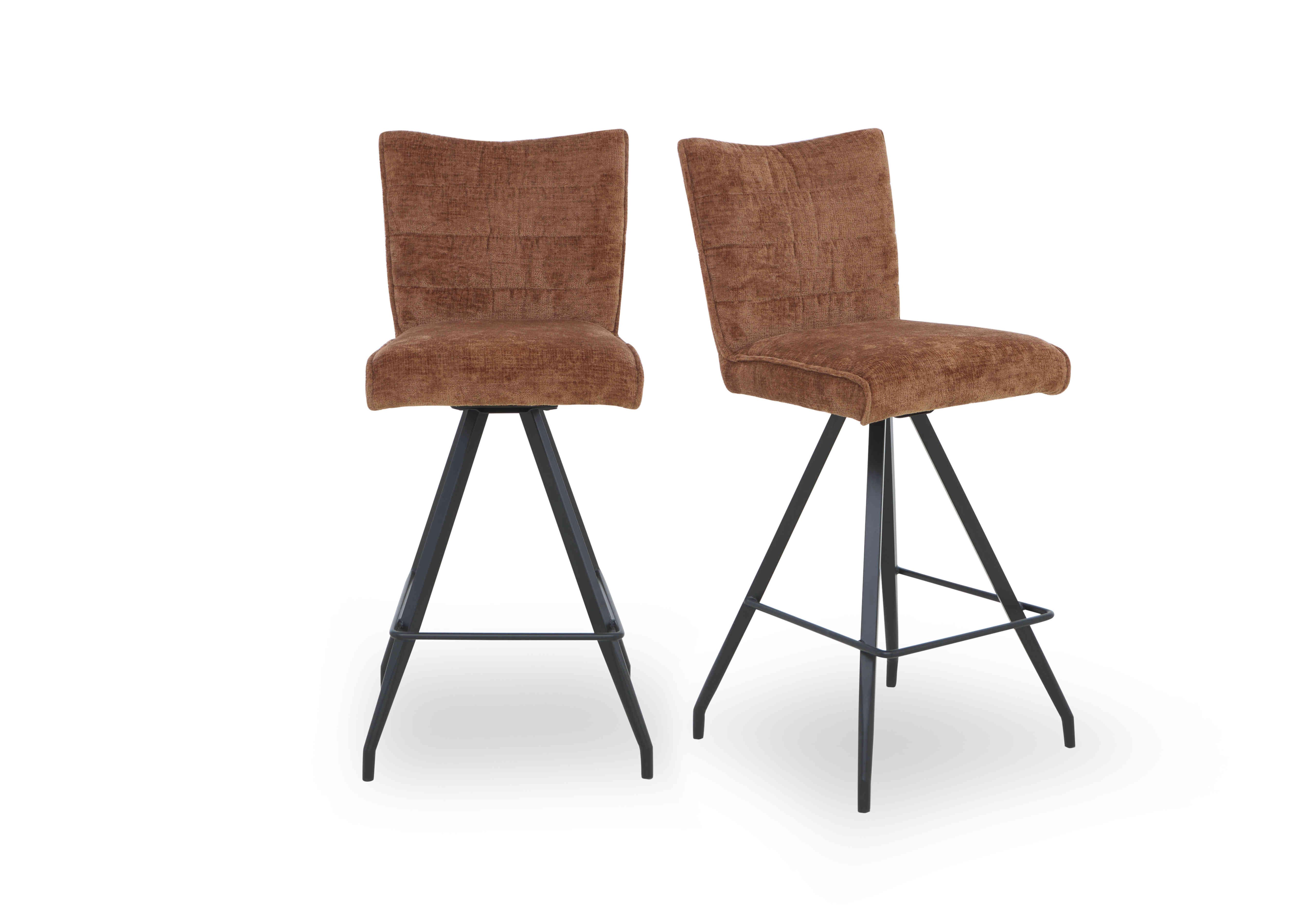 Saturn Pair of Swivel Bar Stools in Rust on Furniture Village