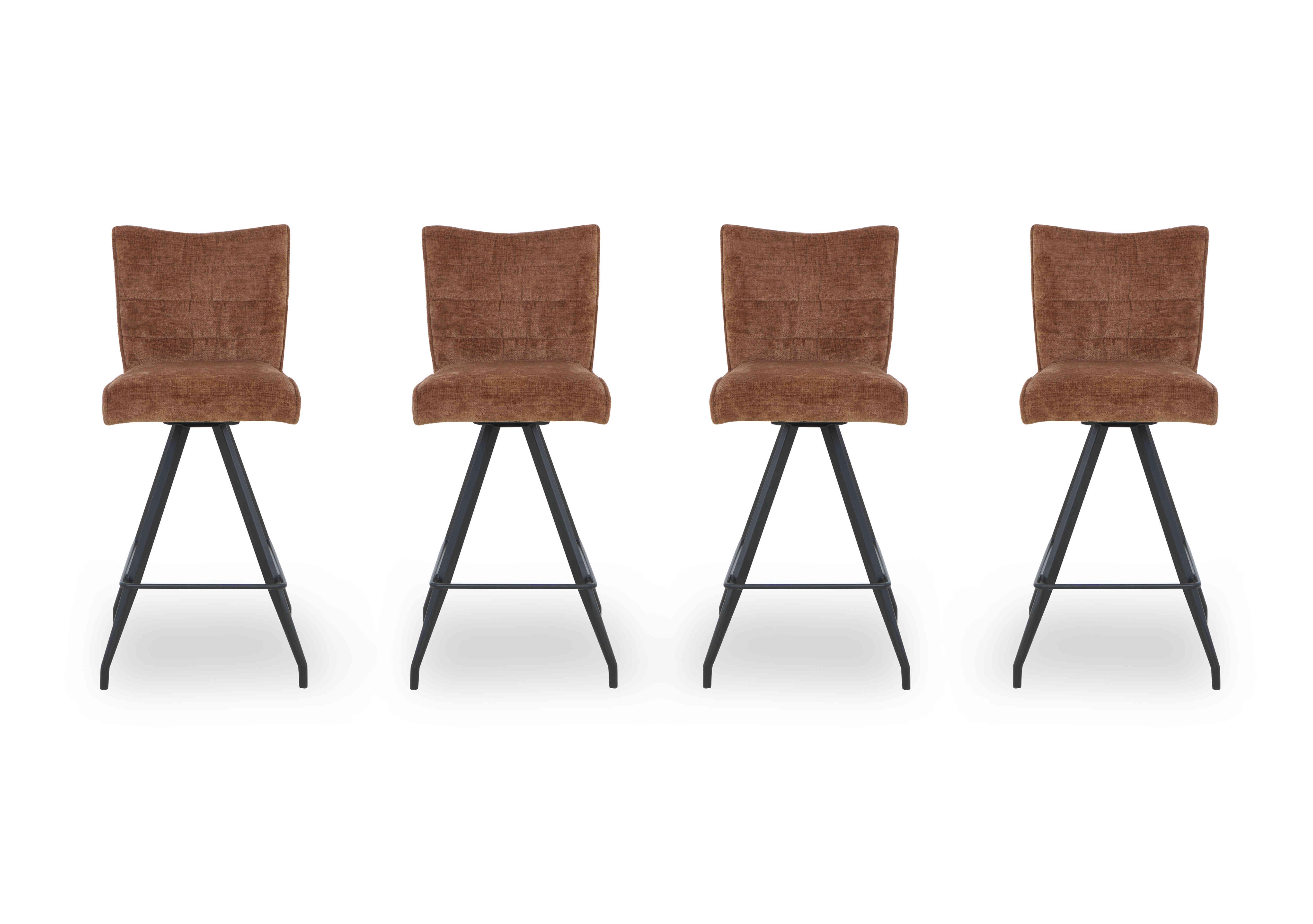 Saturn Set of 4 Swivel Bar Stools in Rust on Furniture Village