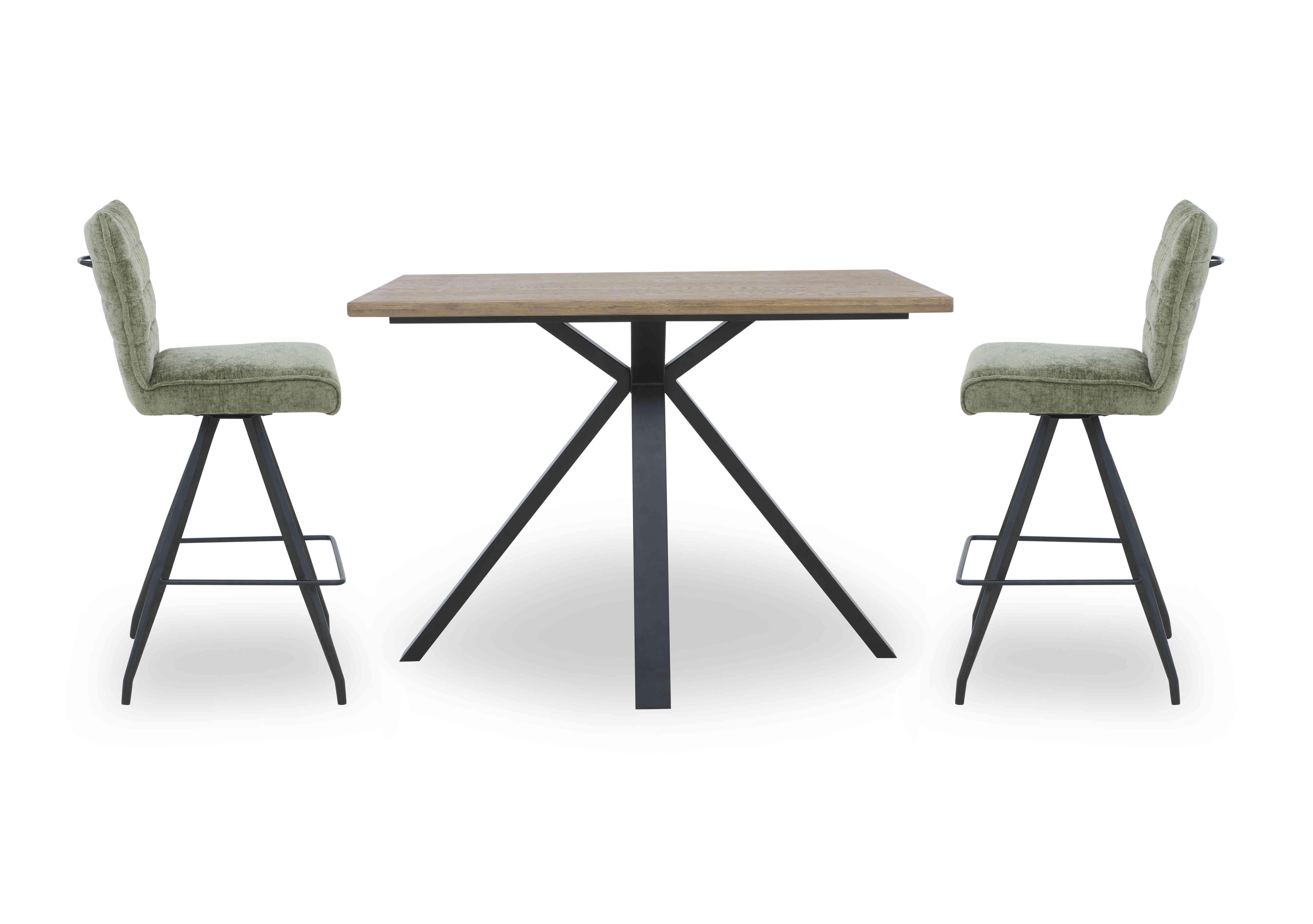 Saturn Bar Table and 2 Bar Stools in Green on Furniture Village