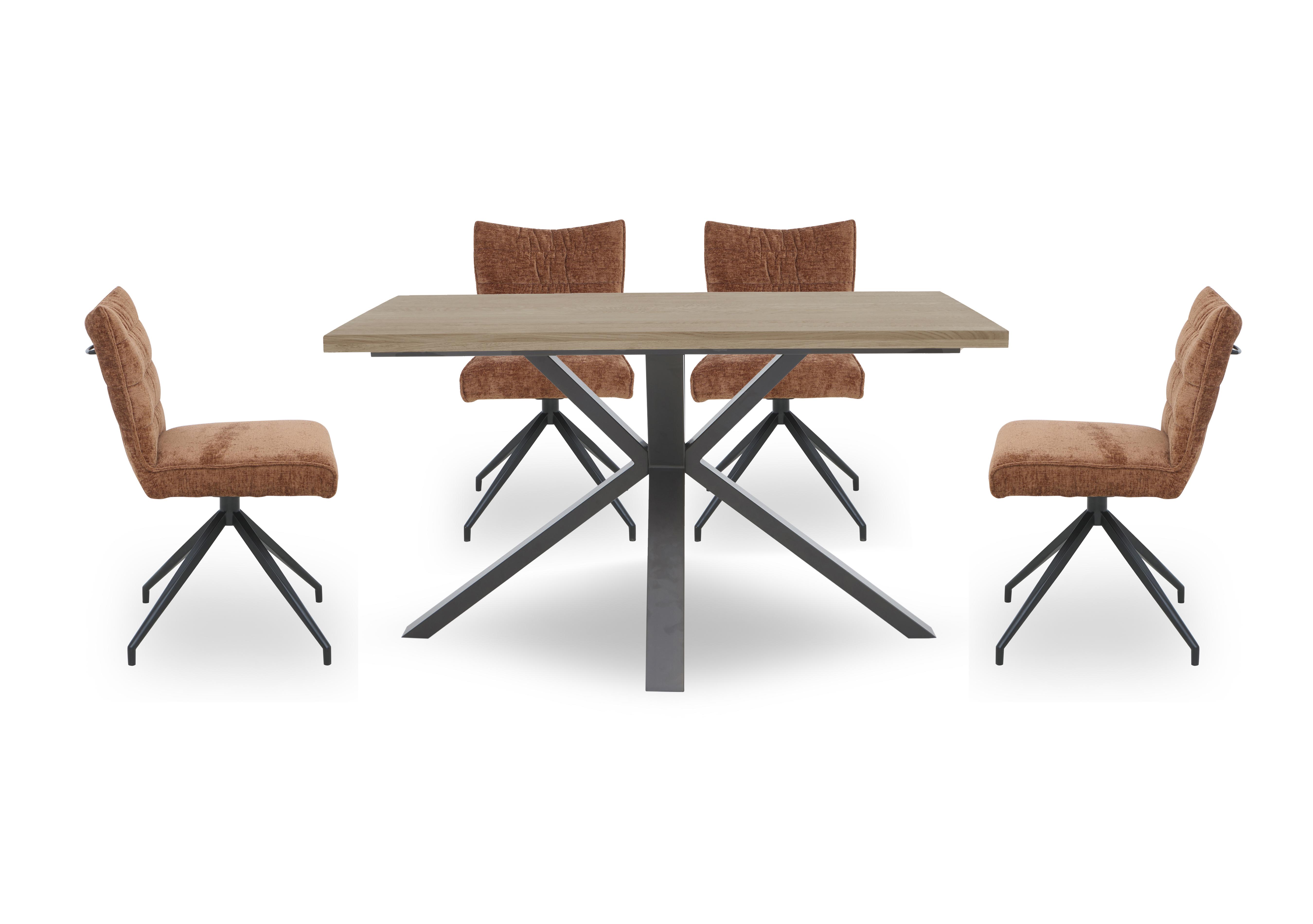 Saturn Compact Dining Table and 4 Swivel Dining Chairs in Rust on Furniture Village