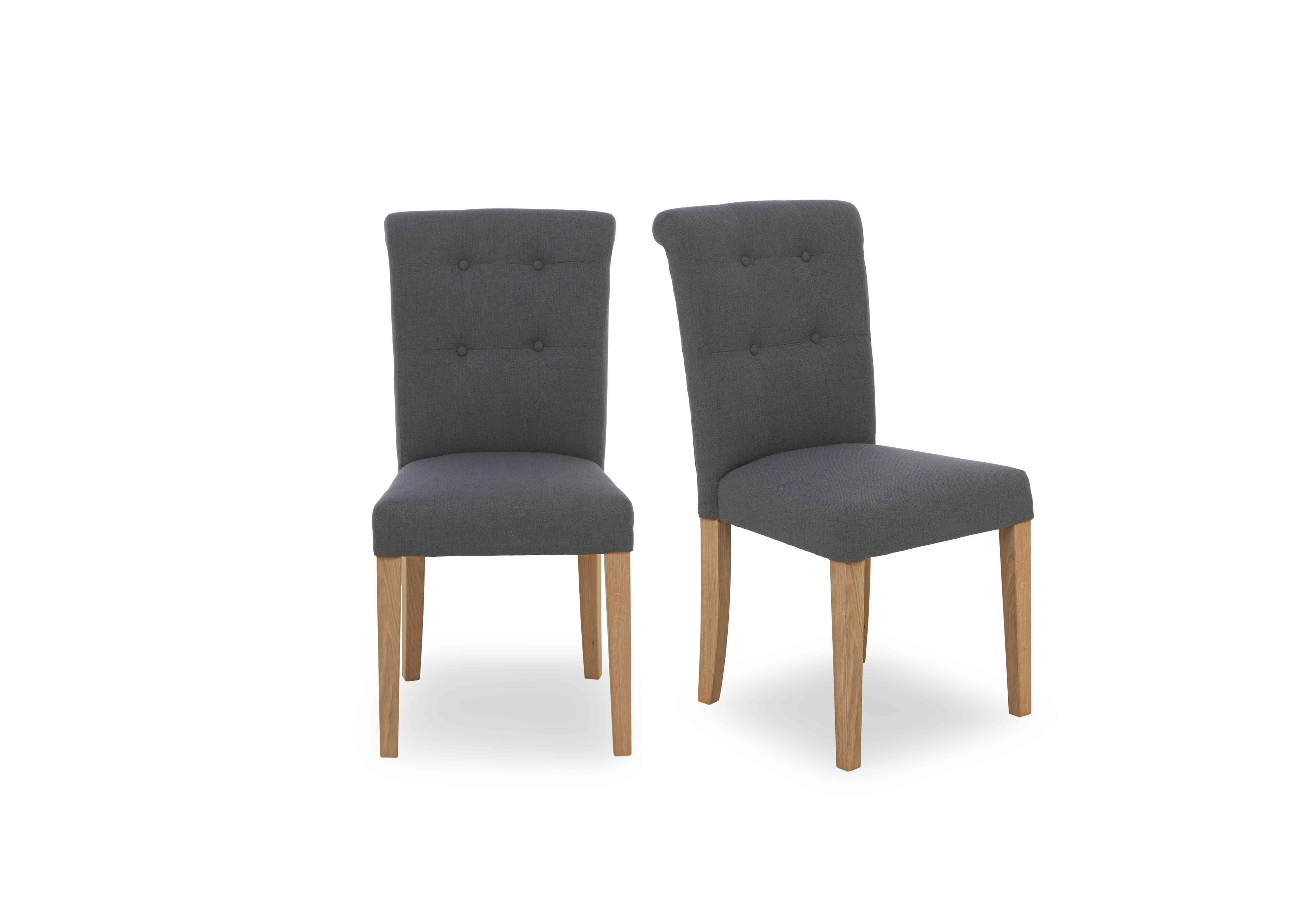 Augusta Pair of Roll Back Upholstered Dining Chairs in Anthracite on Furniture Village