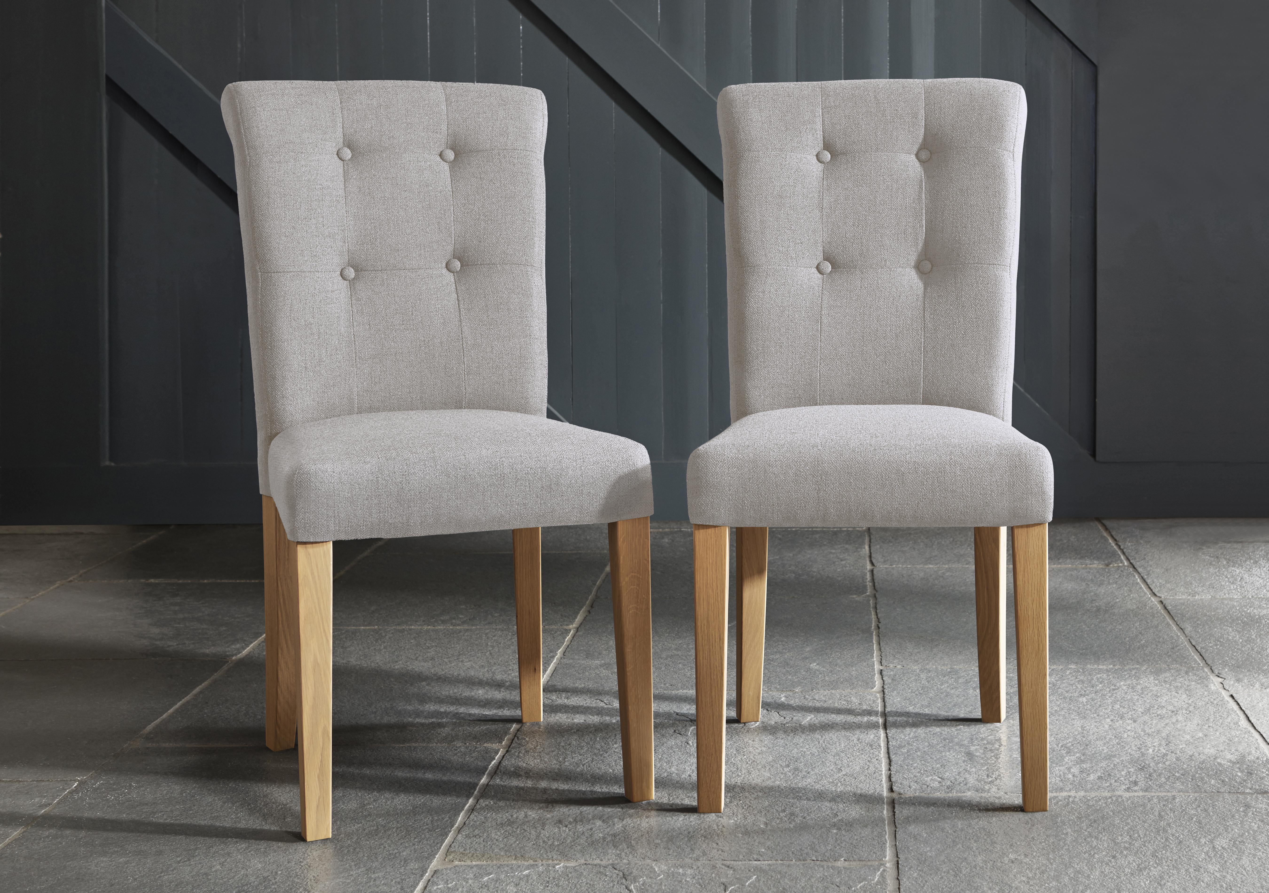 Augusta Pair of Roll Back Upholstered Dining Chairs in Clay on Furniture Village