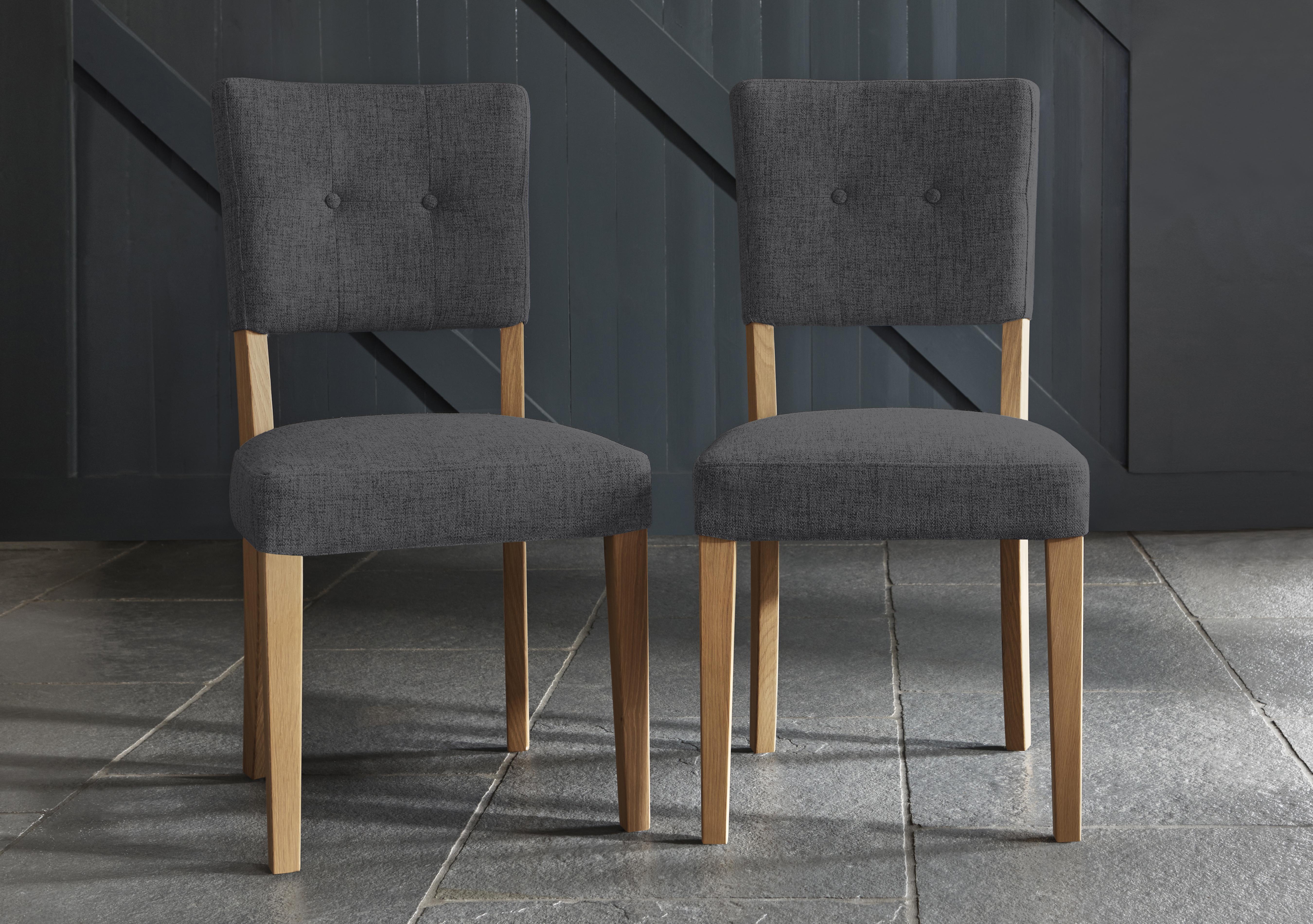 Augusta Pair of Open Back Upholstered Dining Chairs in Anthracite on Furniture Village