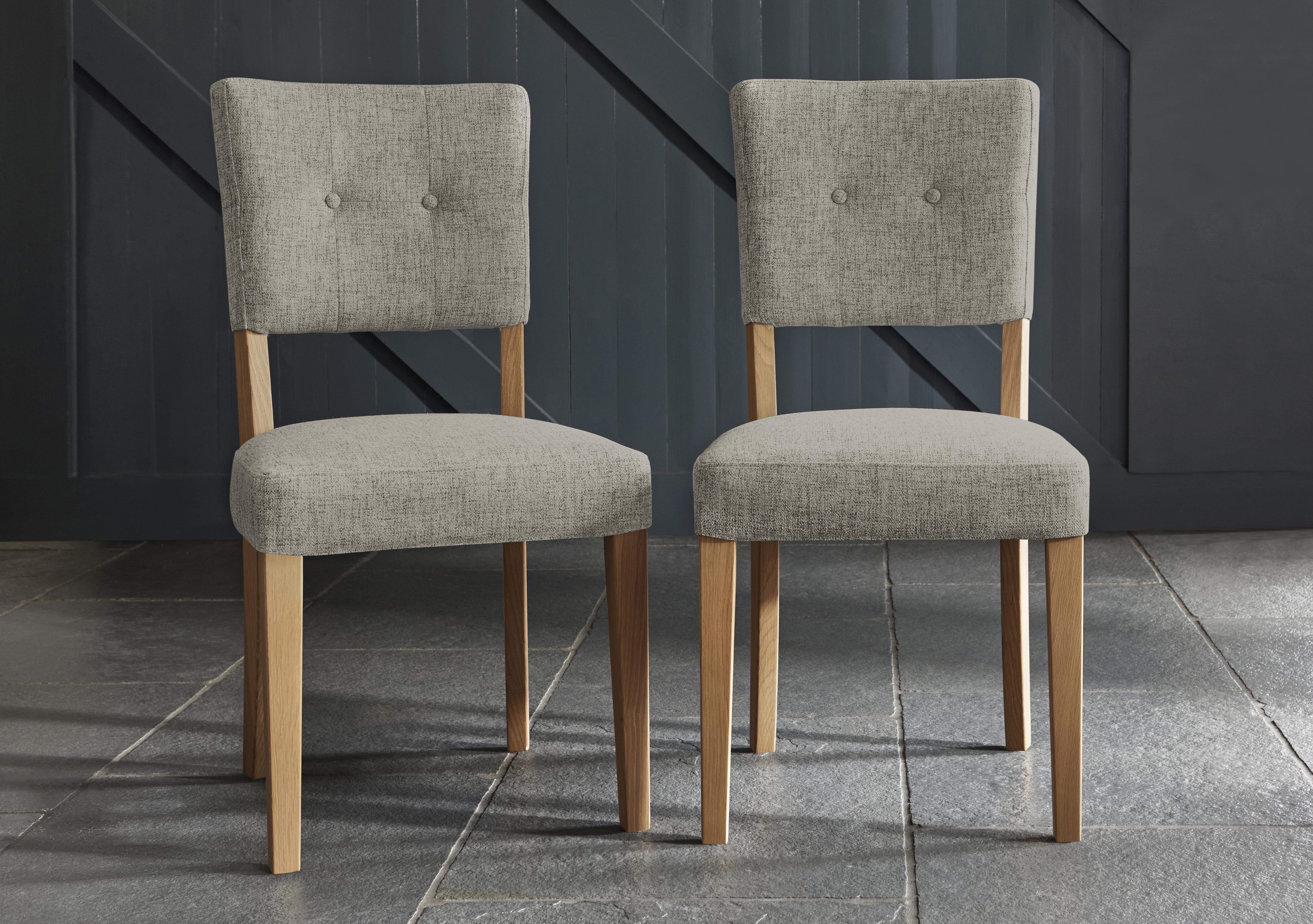 Augusta Pair of Open Back Upholstered Dining Chairs in Pebble on Furniture Village