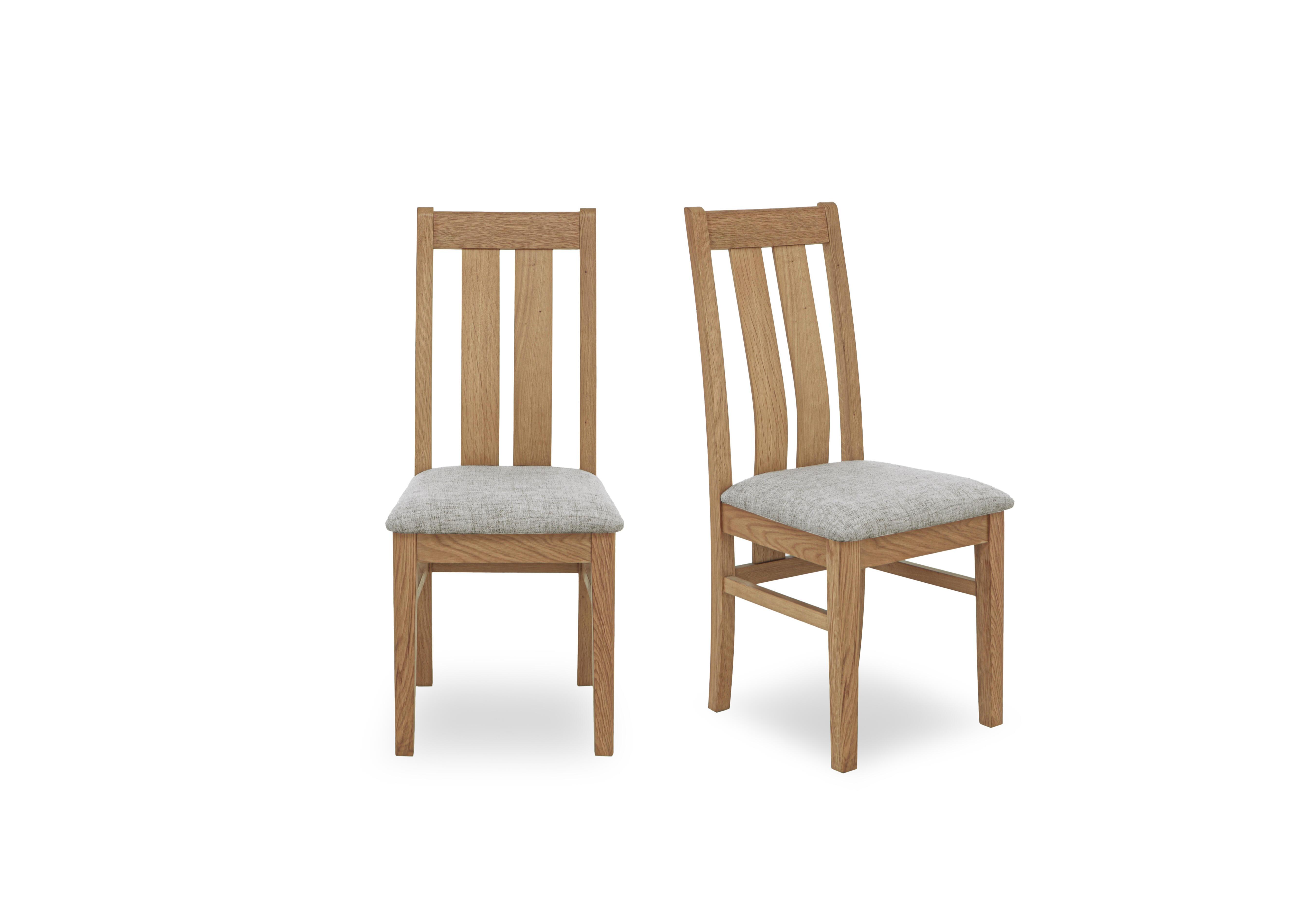Augusta Pair of Wooden Slatted Back Dining Chairs in Pebble on Furniture Village