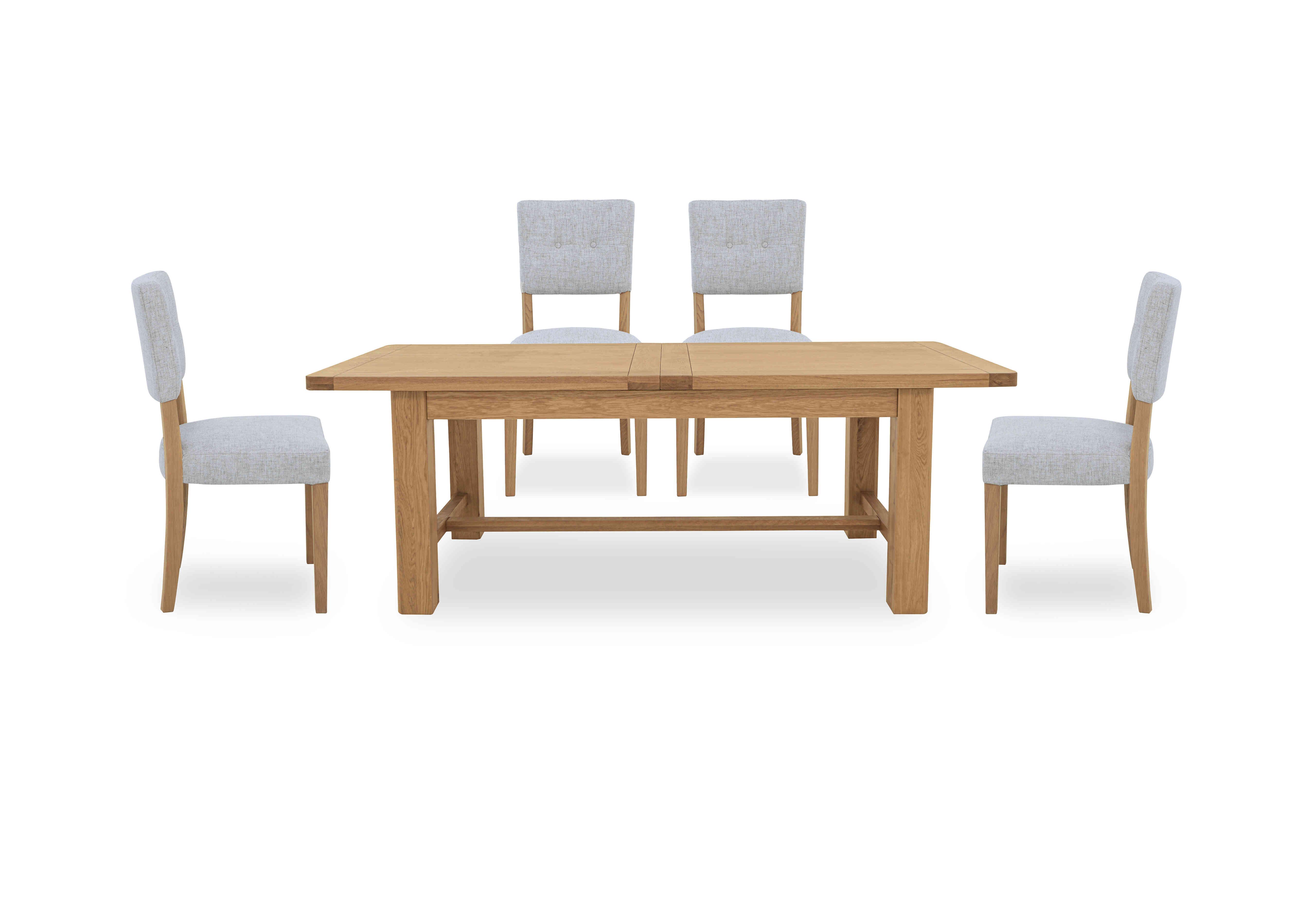 Augusta Large Rectangular Extending Dining Table and 4 Open Back Upholstered Dining Chairs in Mist on Furniture Village