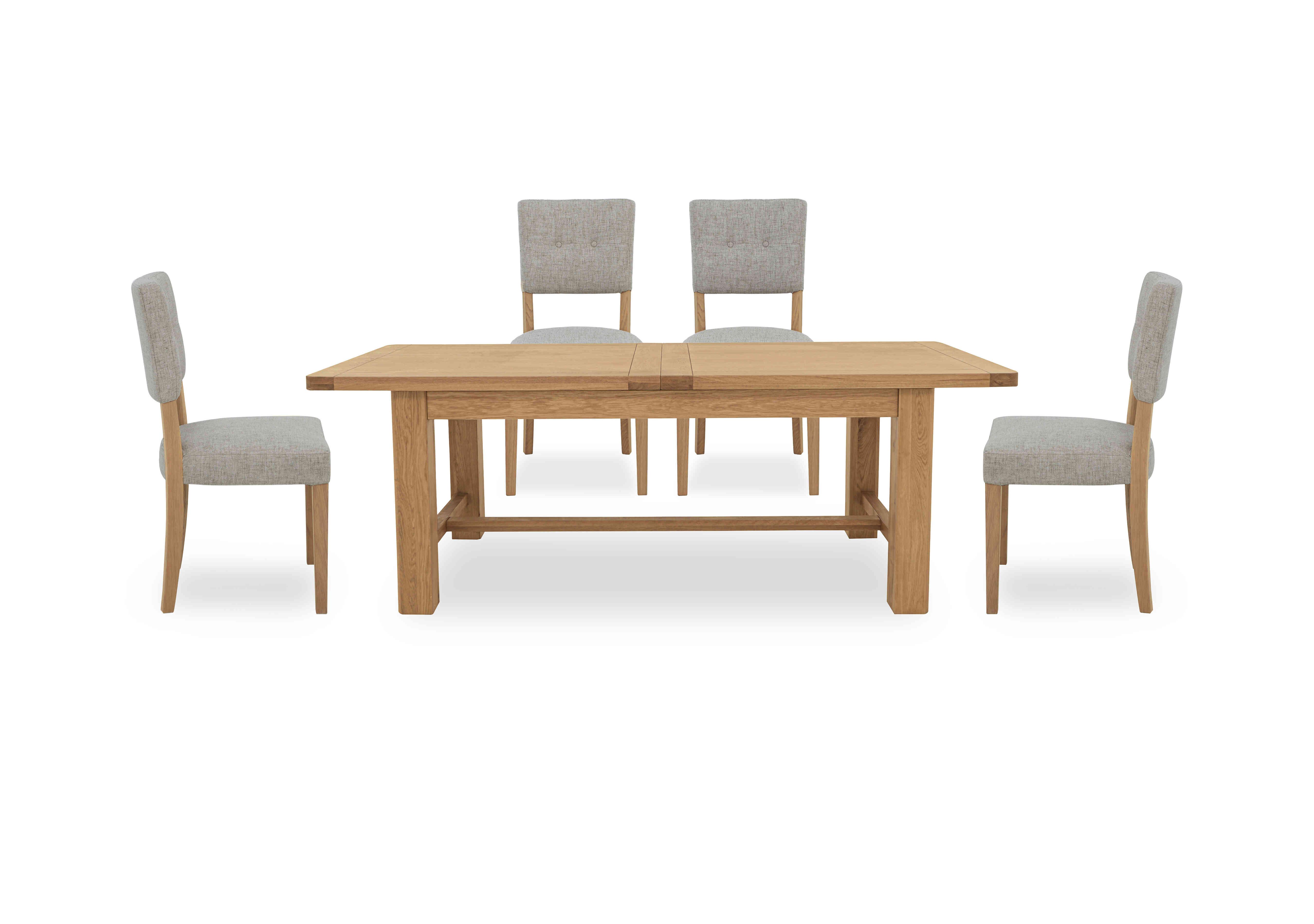 Augusta Large Rectangular Extending Dining Table and 4 Open Back Upholstered Dining Chairs in Pebble on Furniture Village