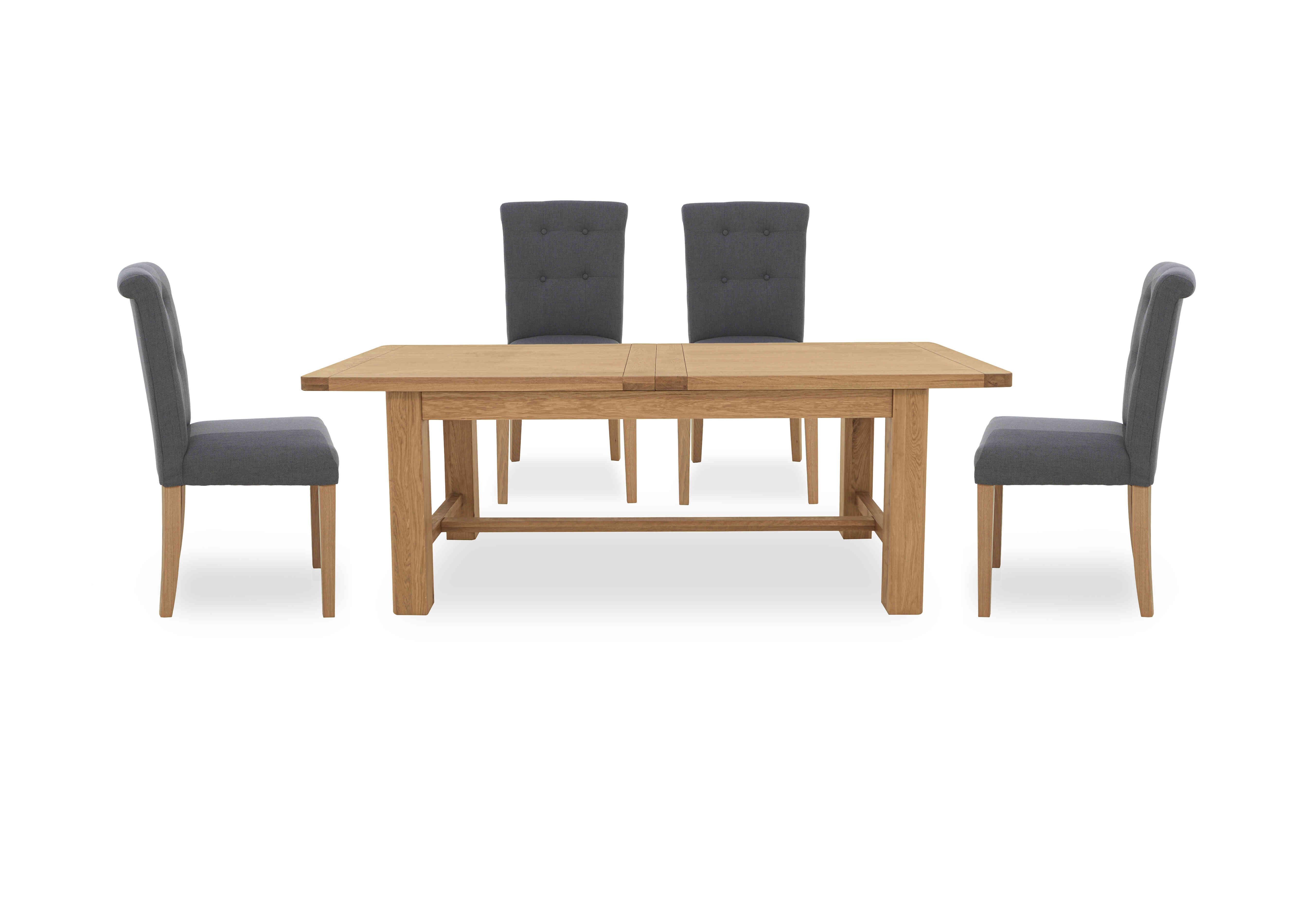 Augusta Large Rectangular Extending Dining Table and 4 Roll Back Upholstered Dining Chairs in Anthracite on Furniture Village