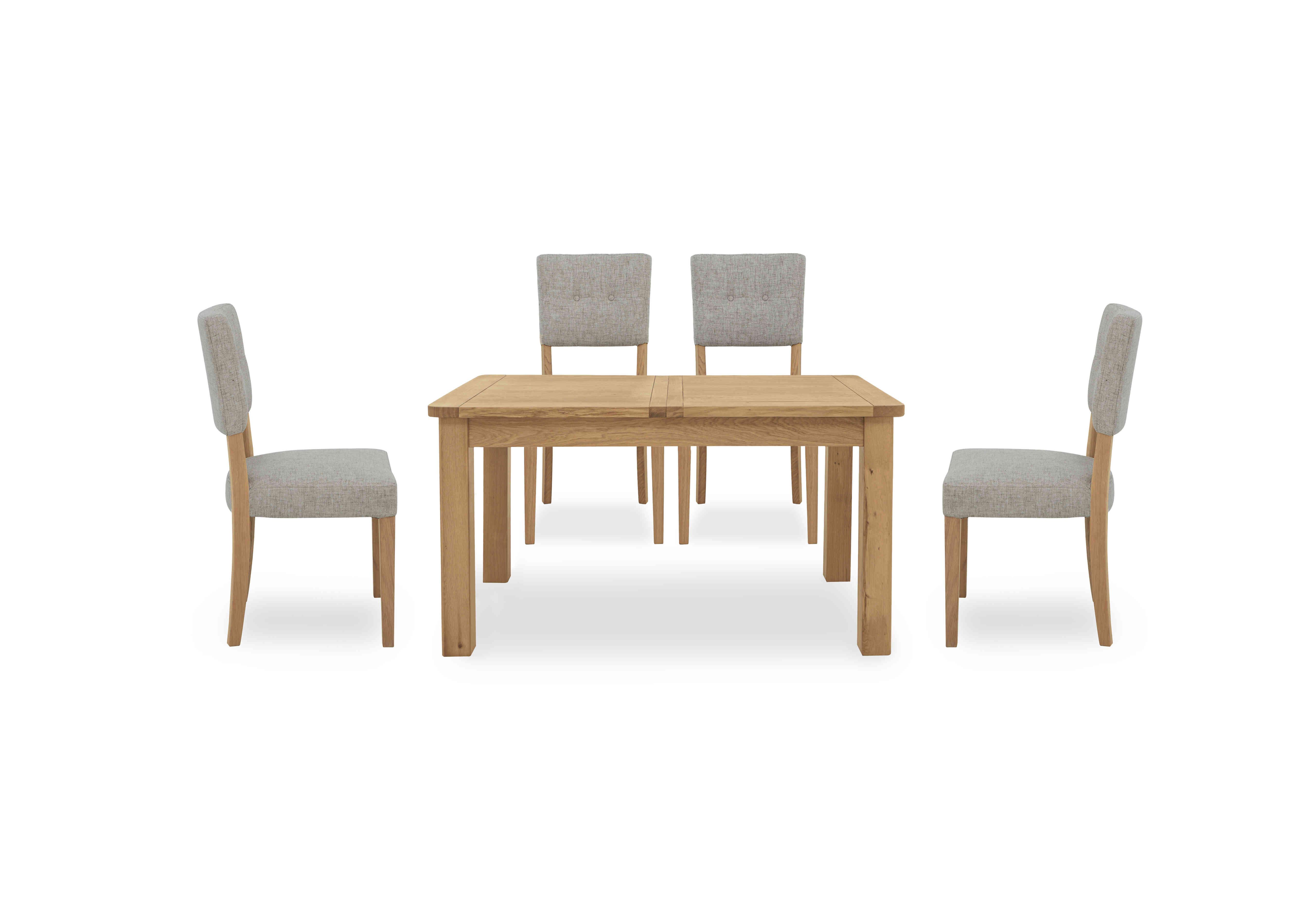Augusta Small Rectangular Extending Dining Table and 4 Open Back Upholstered Dining Chairs in Pebble on Furniture Village