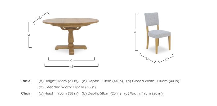 Augusta Round Extending Dining Table and 4 Open Back Upholstered Dining Chairs in  on Furniture Village