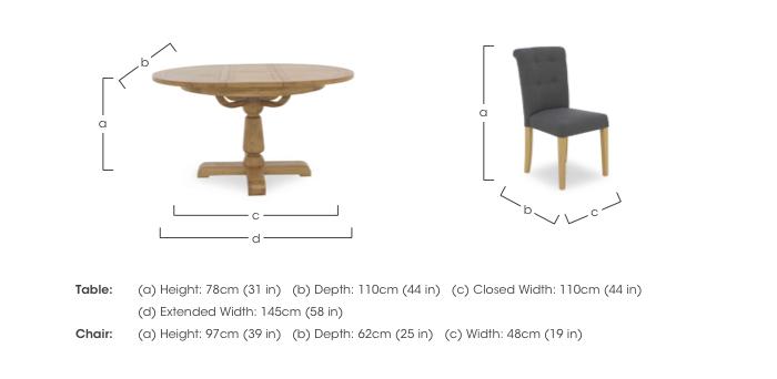 Augusta Round Extending Dining Table and 4 Roll Back Upholstered Dining Chairs in  on Furniture Village