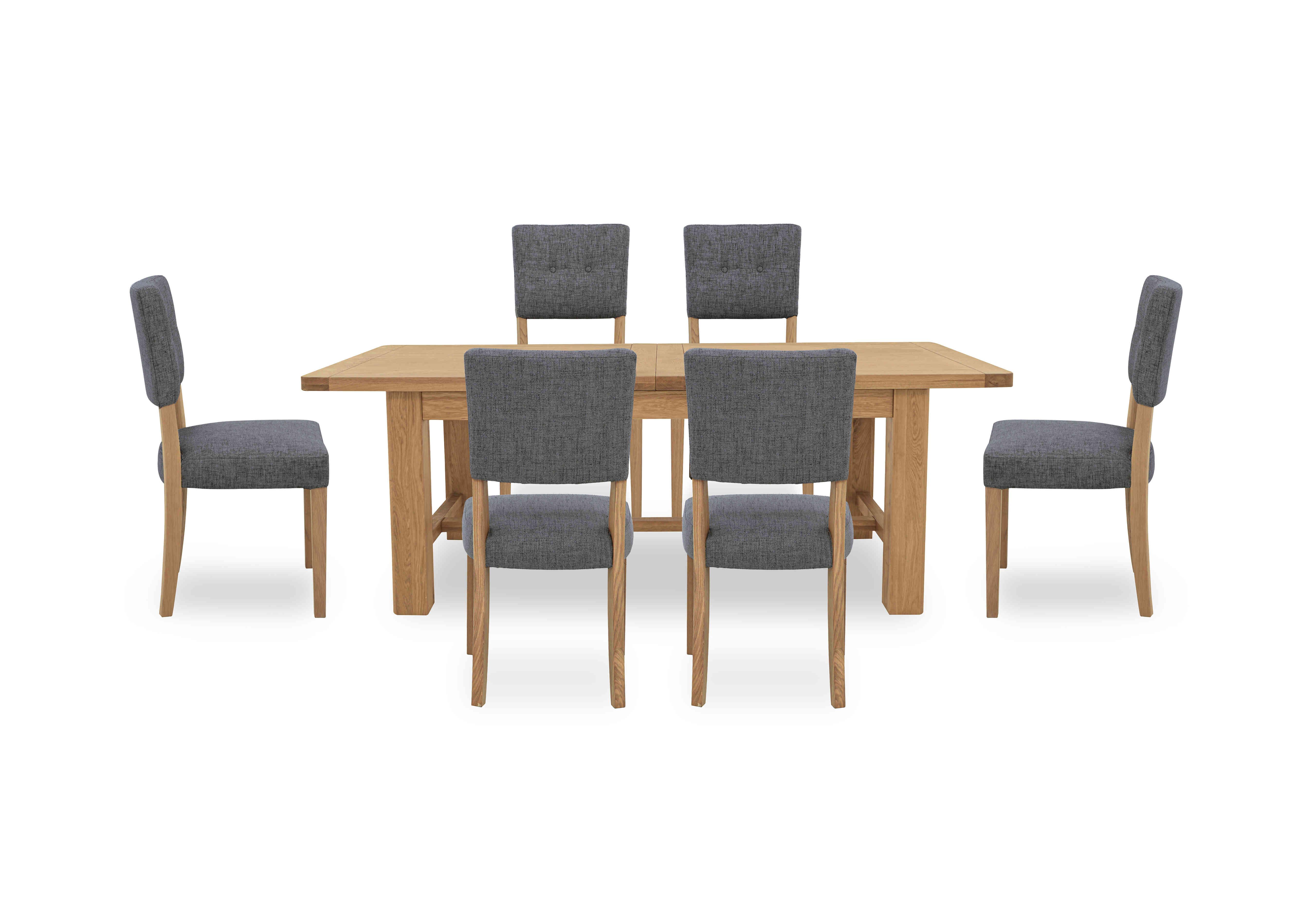 Augusta Large Rectangular Extending Dining Table and 6 Open Back Upholstered Dining Chairs in Anthracite on Furniture Village