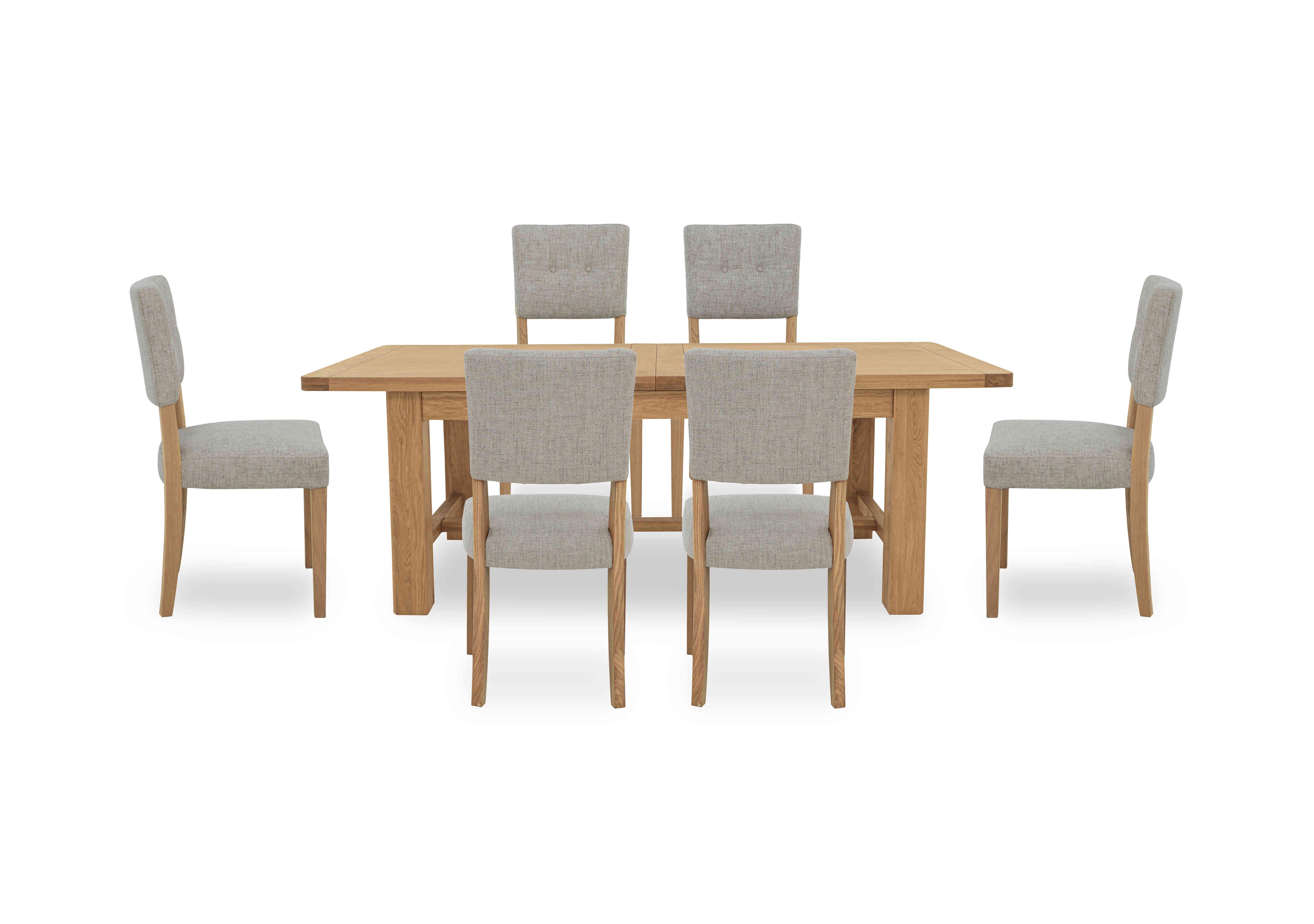 Augusta Large Rectangular Extending Dining Table and 6 Open Back Upholstered Dining Chairs in Pebble on Furniture Village