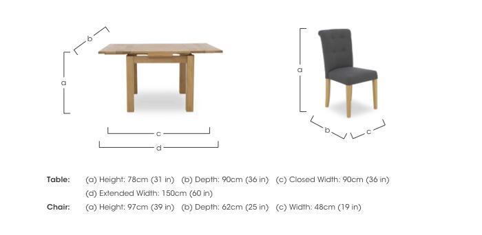 Augusta Draw Leaf Extending Dining Table and 4 Roll Back Upholstered Dining Chairs in  on Furniture Village