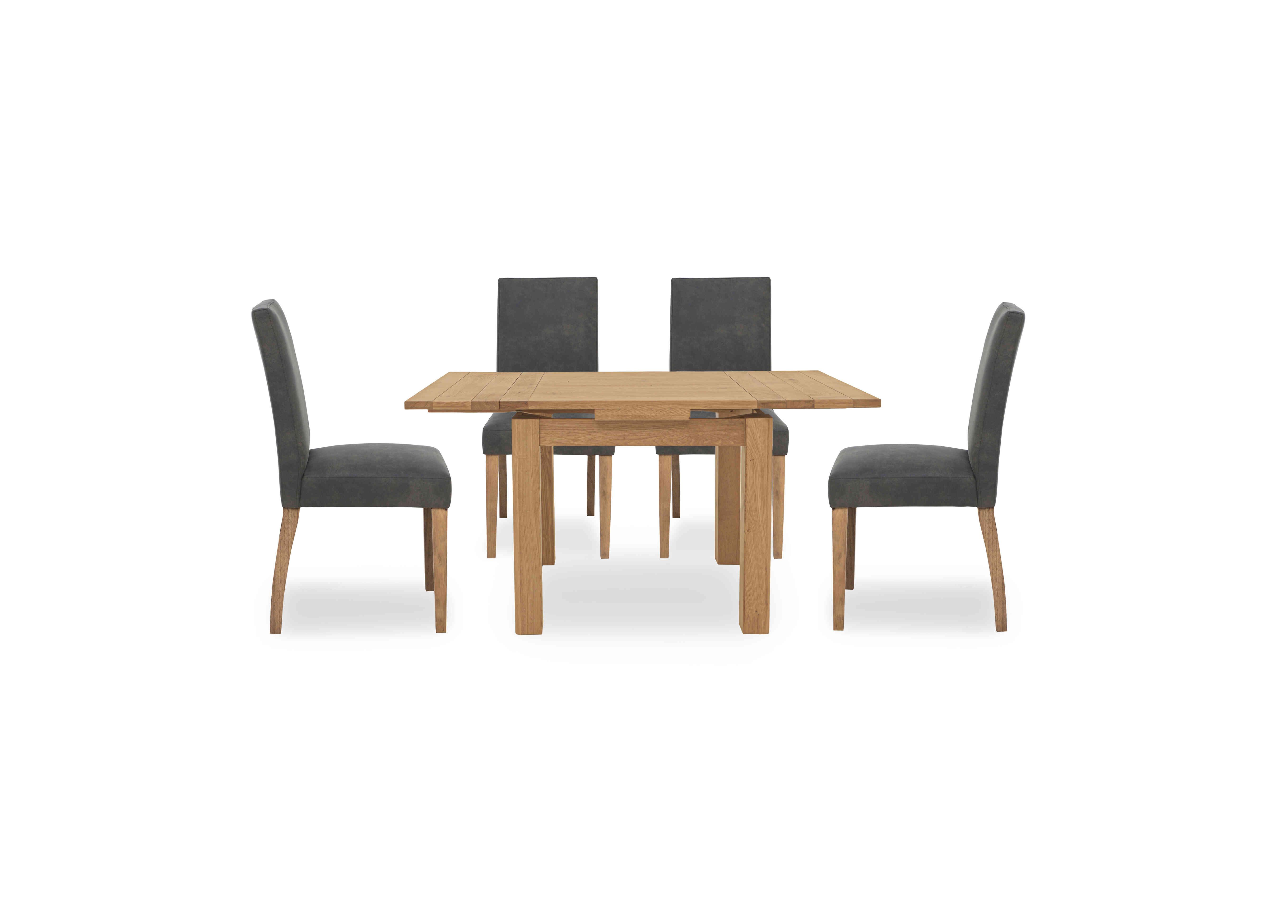 Augusta Draw Leaf Extending Dining Table and 4 Cowboy Upholstered Dining Chairs in Grey on Furniture Village