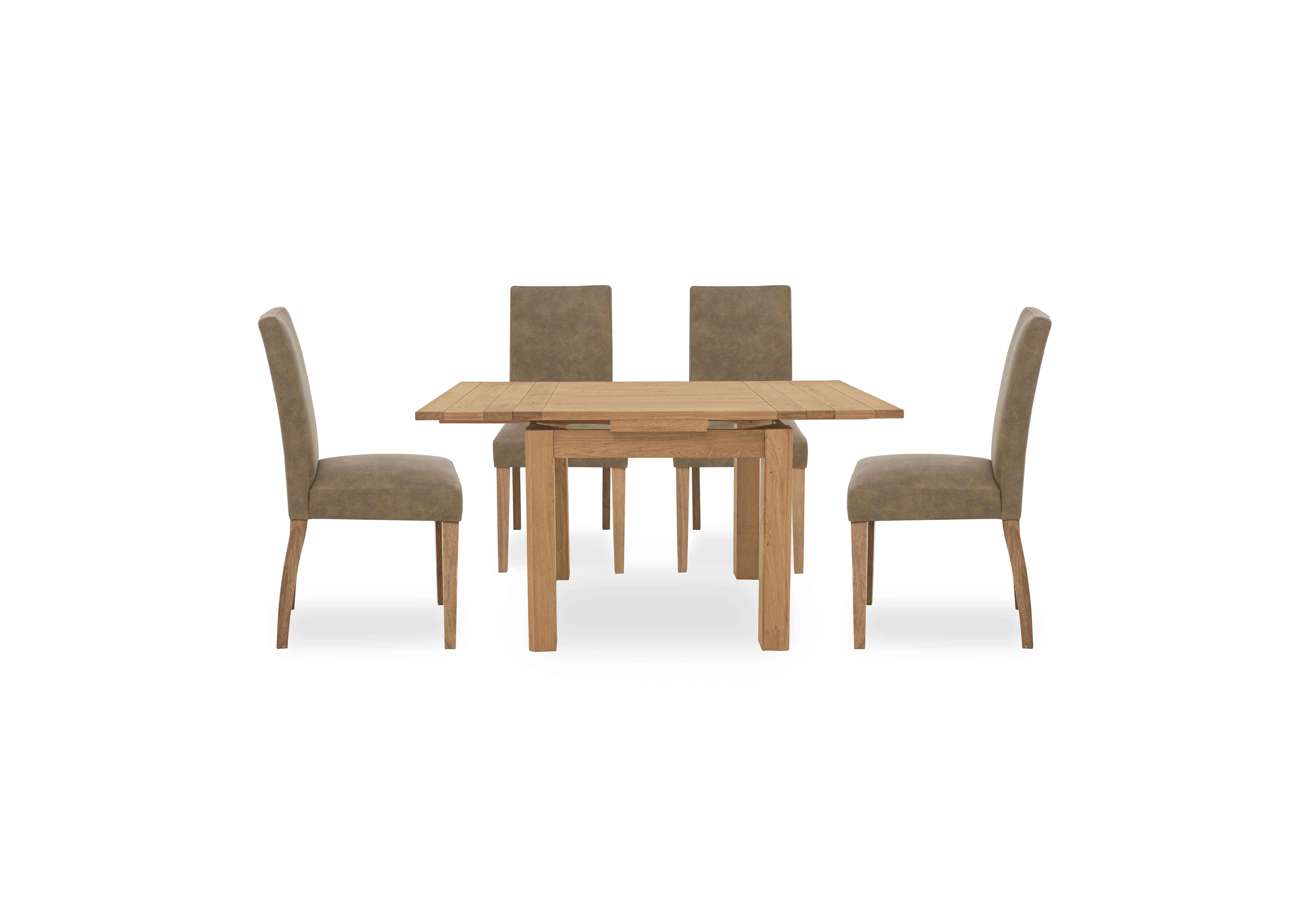 Augusta Draw Leaf Extending Dining Table and 4 Cowboy Upholstered Dining Chairs in Taupe on Furniture Village