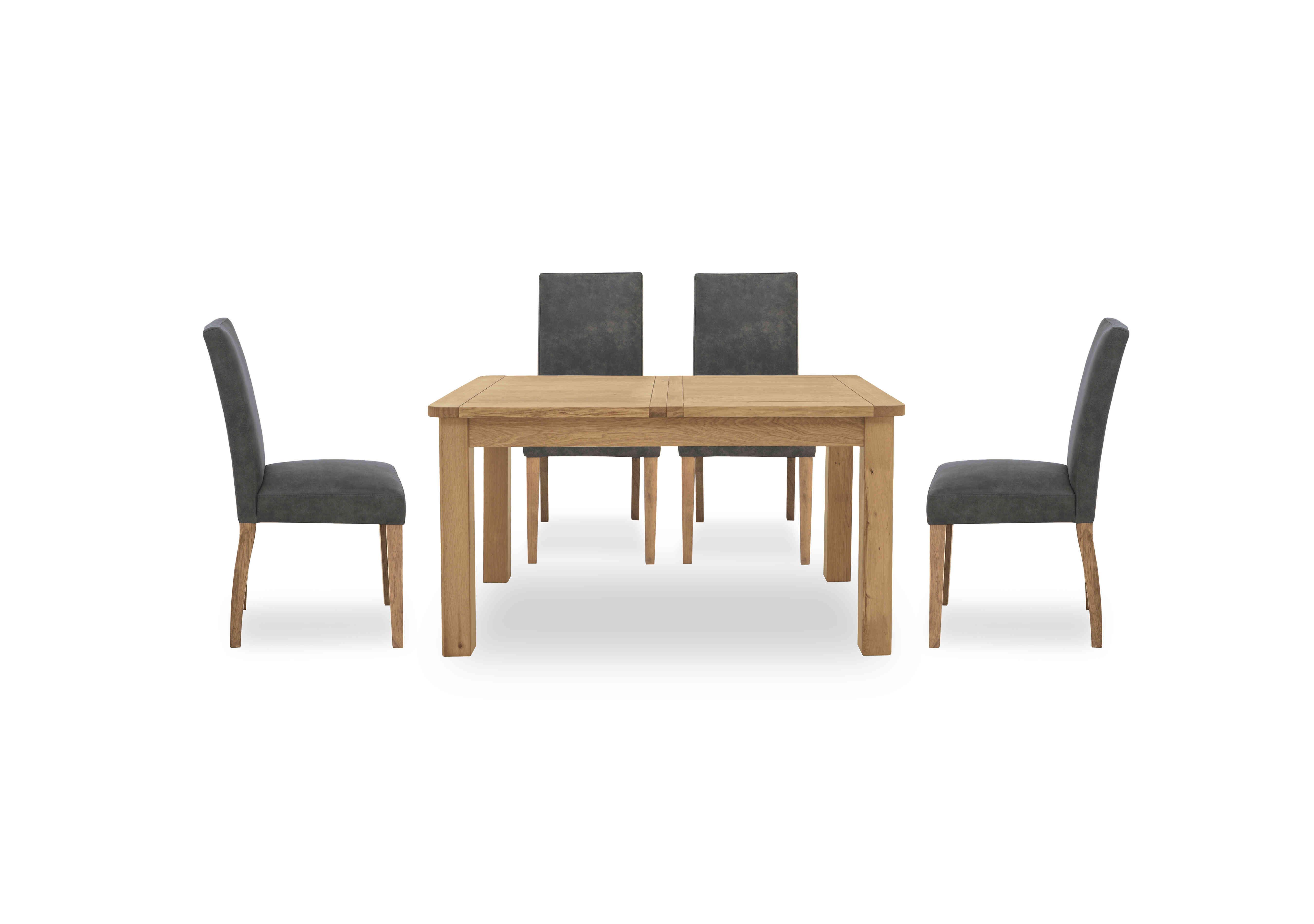 Augusta Small Rectangular Extending Dining Table and 4 Cowboy Upholstered Dining Chairs in Grey on Furniture Village