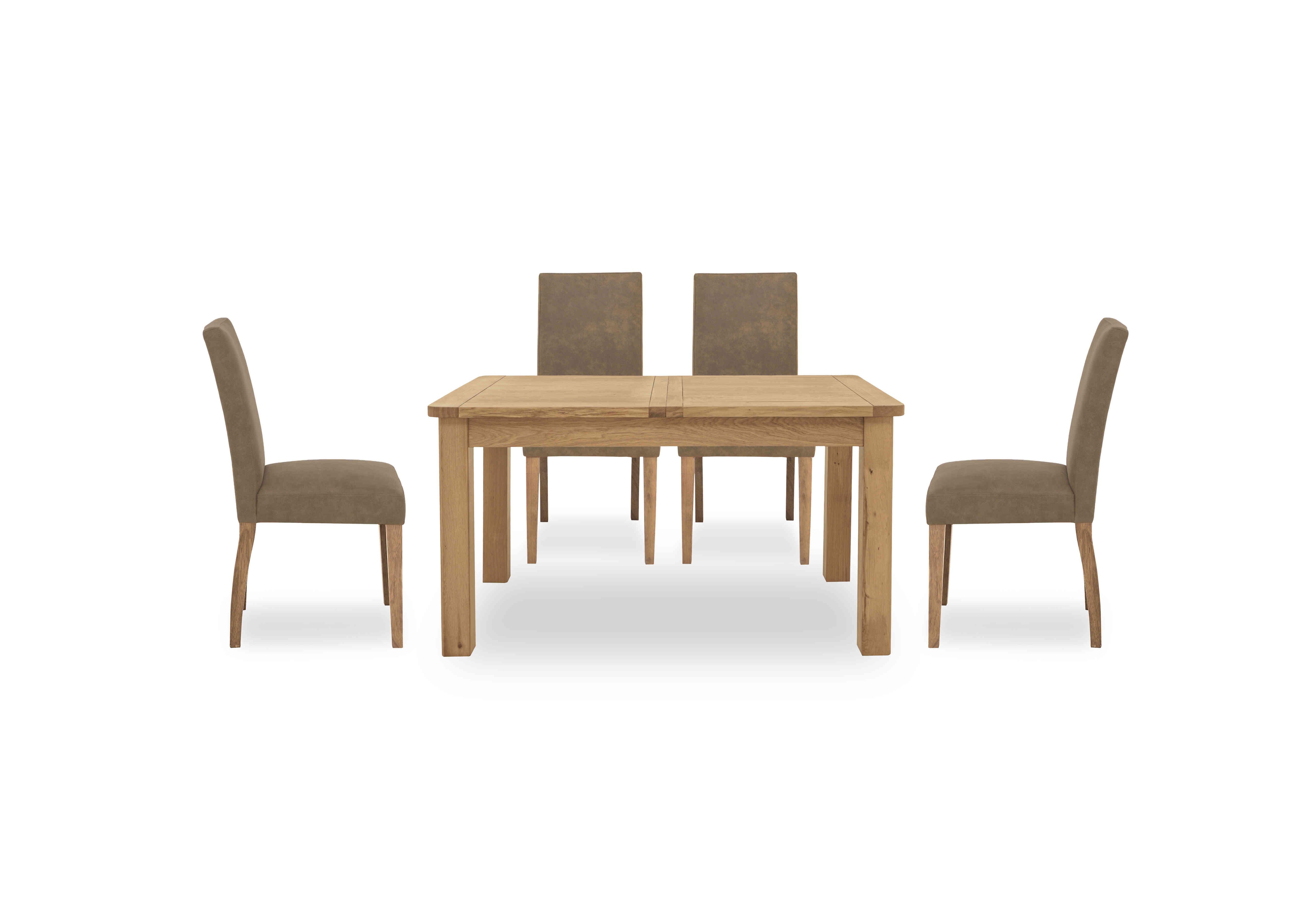 Augusta Small Rectangular Extending Dining Table and 4 Cowboy Upholstered Dining Chairs in Taupe on Furniture Village