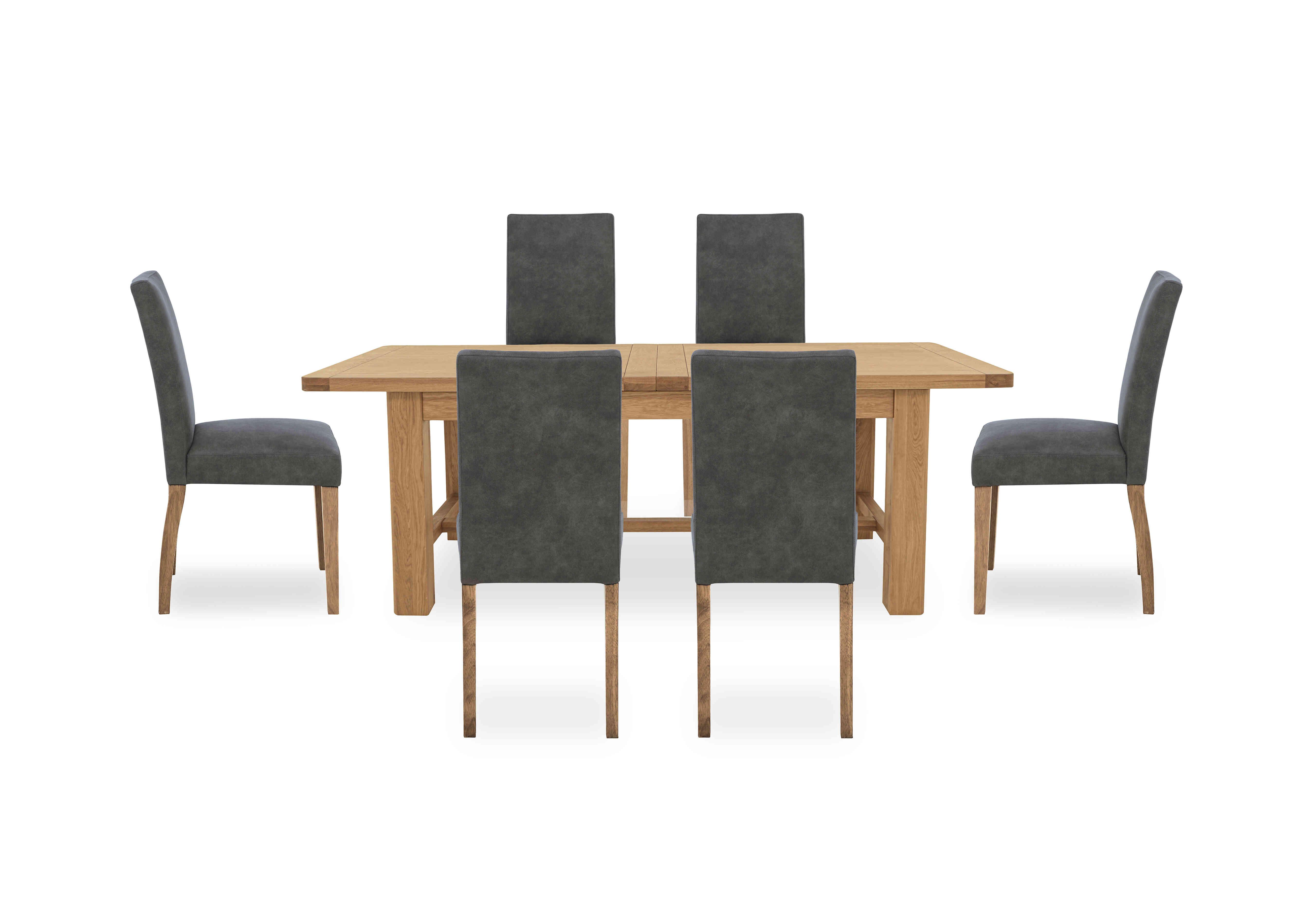 Augusta Large Rectangular Extending Dining Table and 6 Cowboy Upholstered Dining Chairs in Grey on Furniture Village