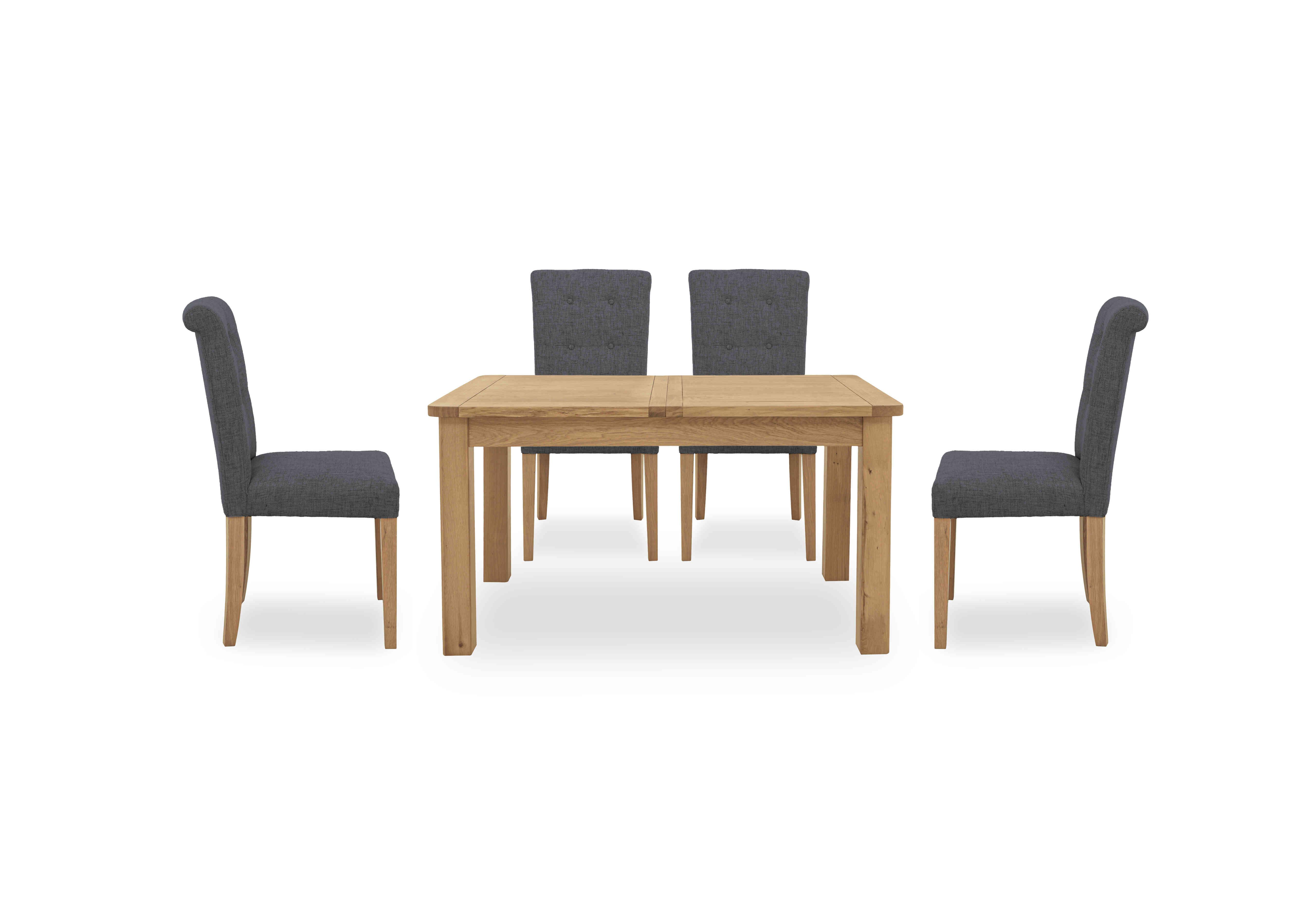 Augusta Small Rectangular Extending Dining Table and 4 Roll Back Upholstered Dining Chairs in Anthracite on Furniture Village