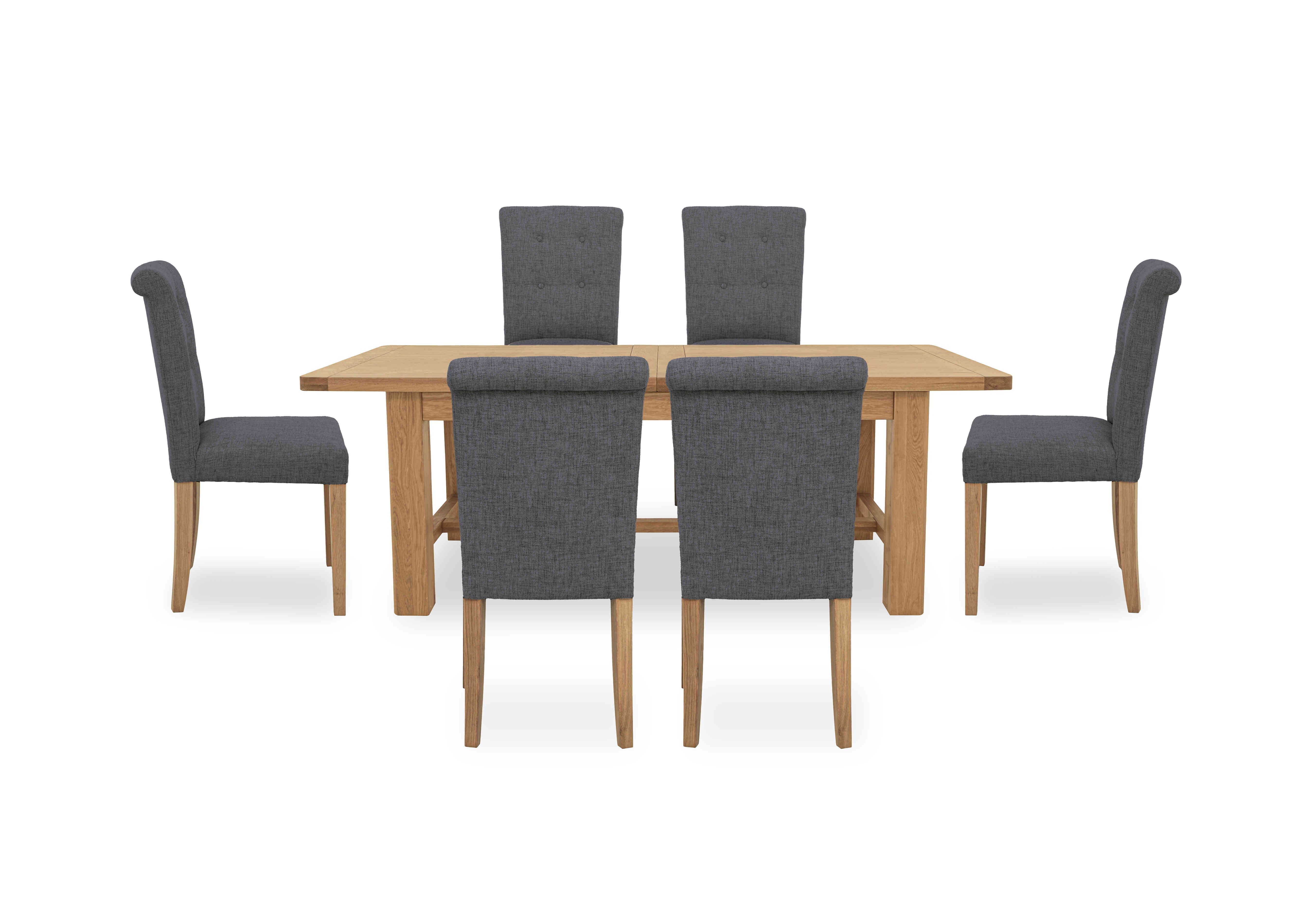 Augusta Large Rectangular Extending Dining Table and 6 Roll Back Upholstered Dining Chairs in Anthracite on Furniture Village