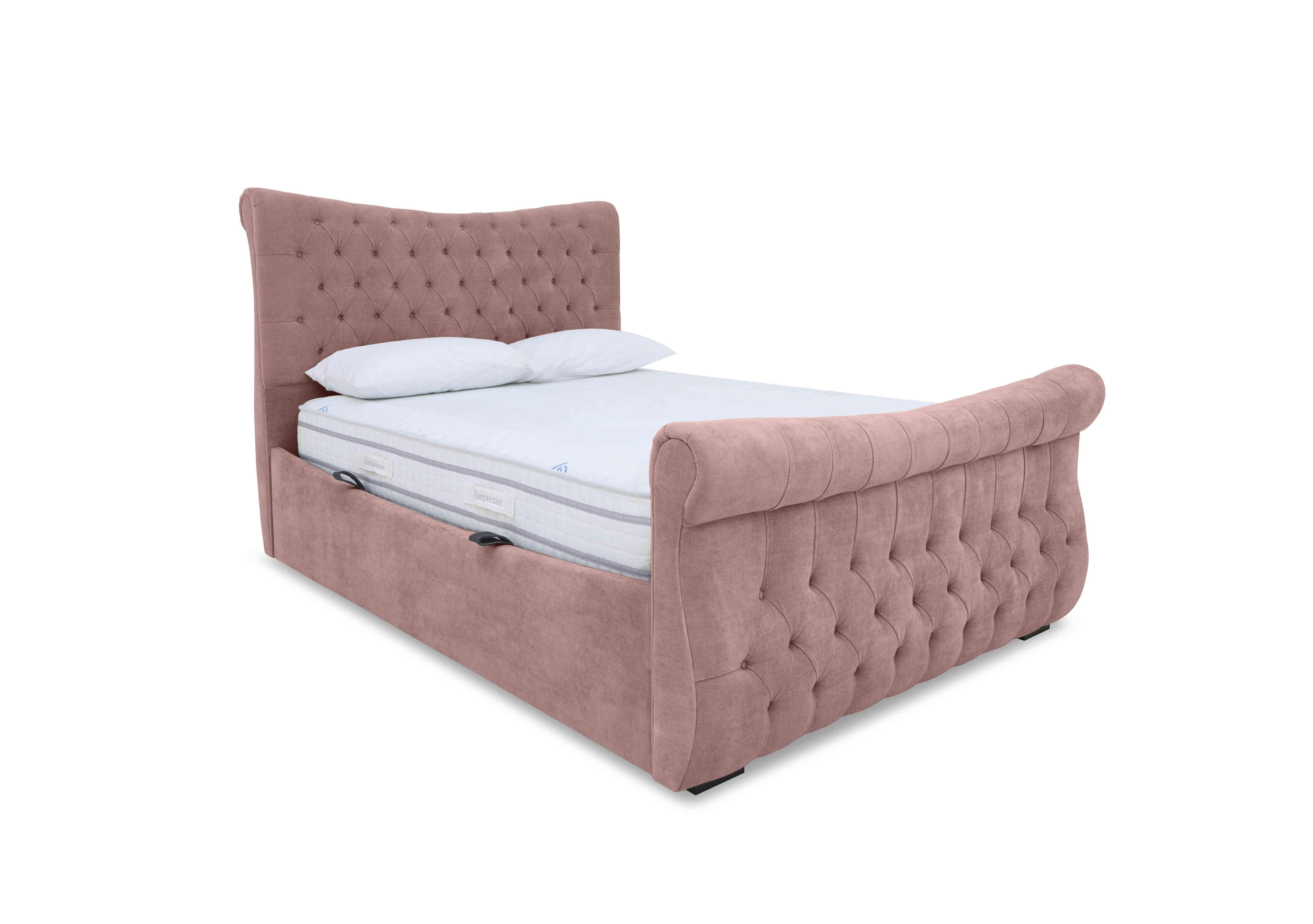 Lance Left Hand Side Opening Ottoman Bed Frame in Aston Blush on Furniture Village