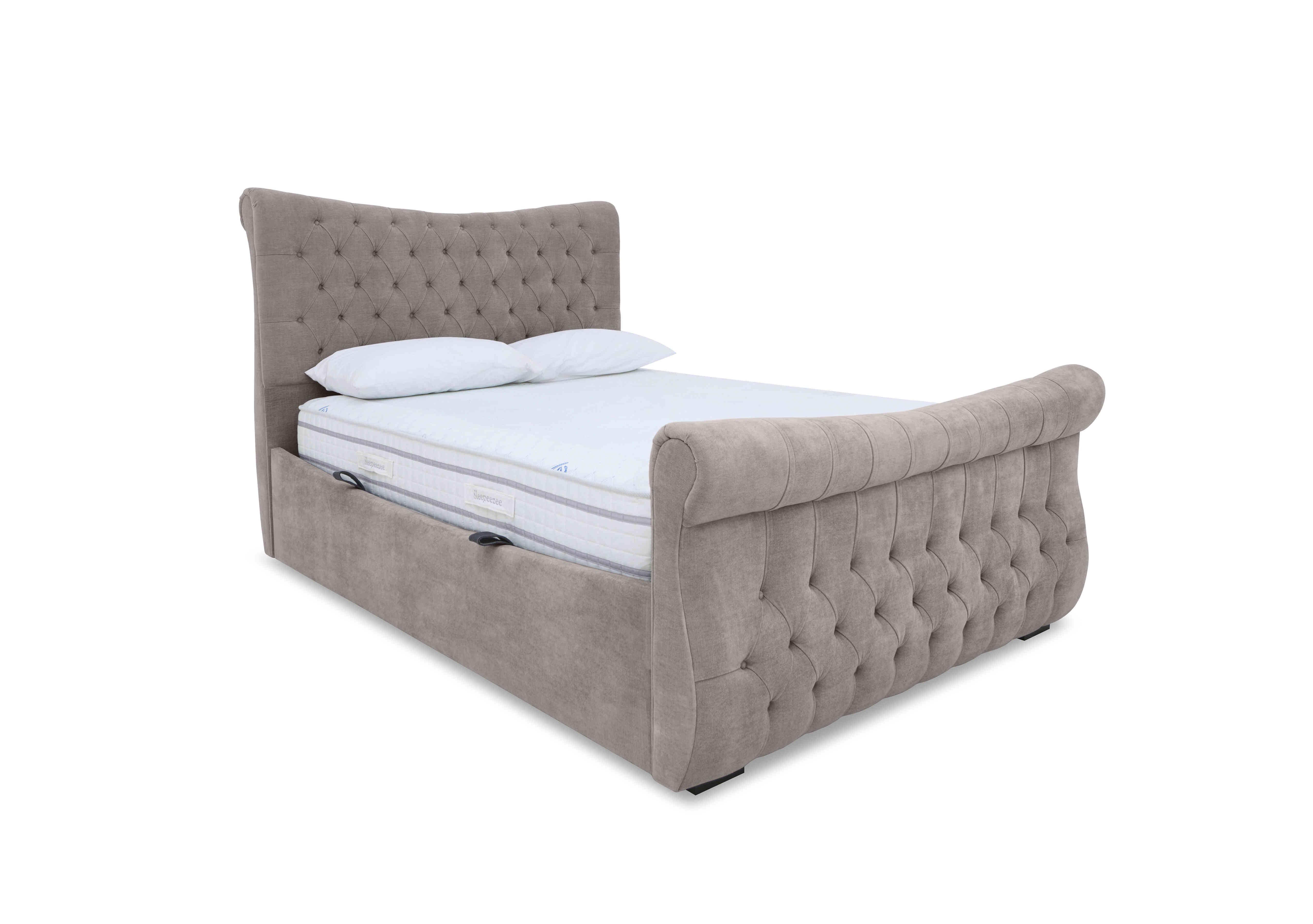 Lance Left Hand Side Opening Ottoman Bed Frame in Aston Latte on Furniture Village