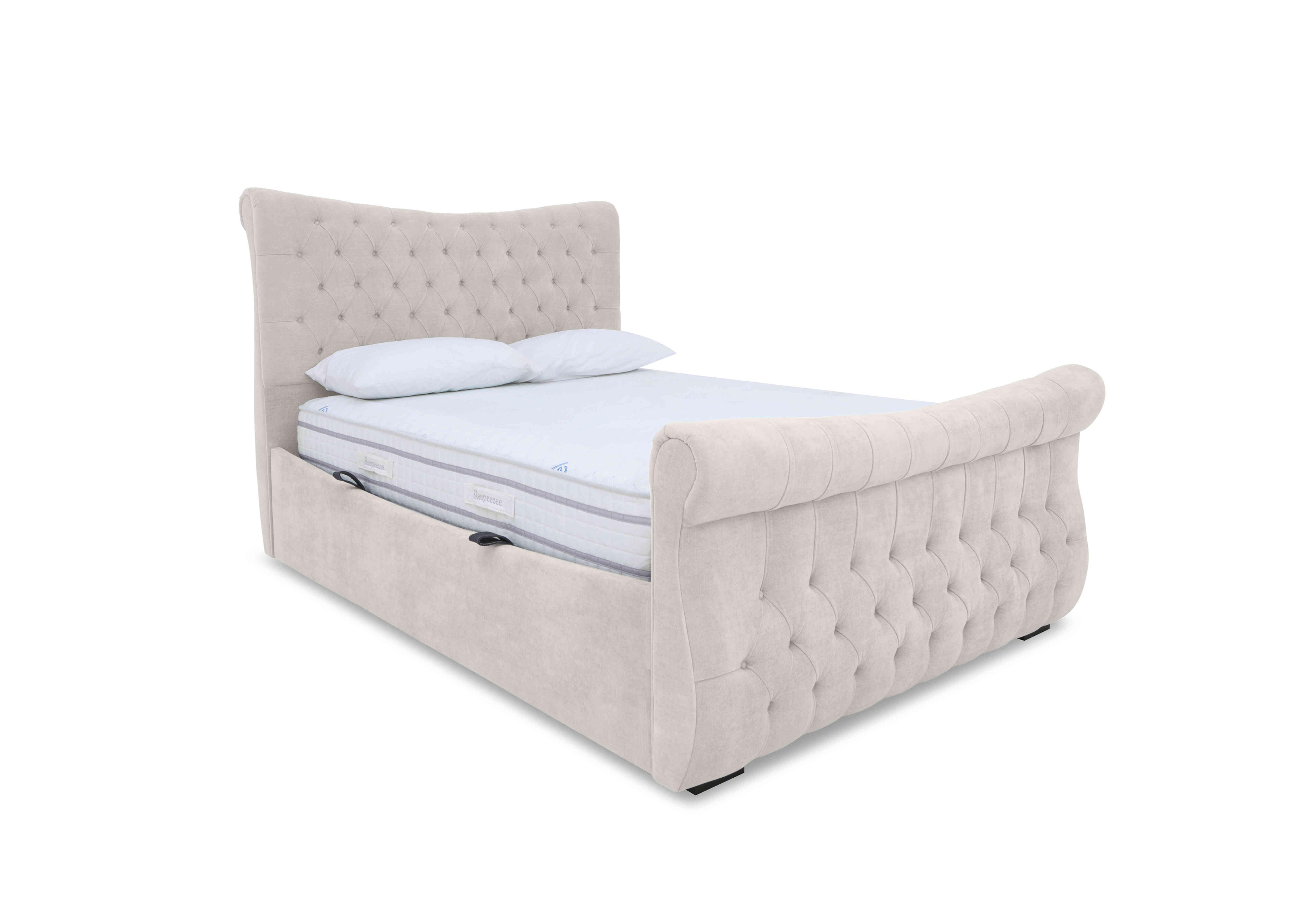 Lance Left Hand Side Opening Ottoman Bed Frame in Aston Linen on Furniture Village