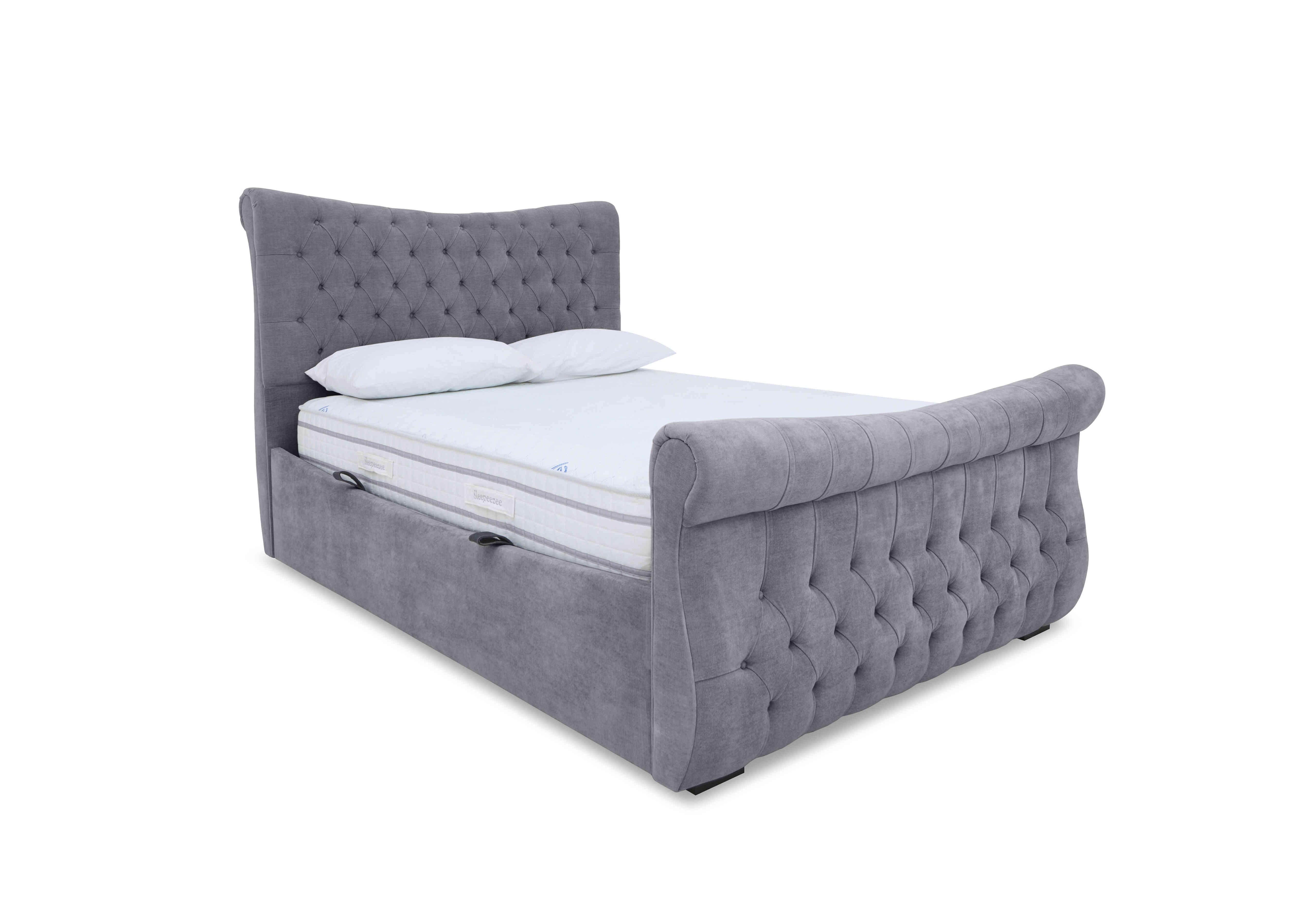 Lance Left Hand Side Opening Ottoman Bed Frame in Aston Steel on Furniture Village