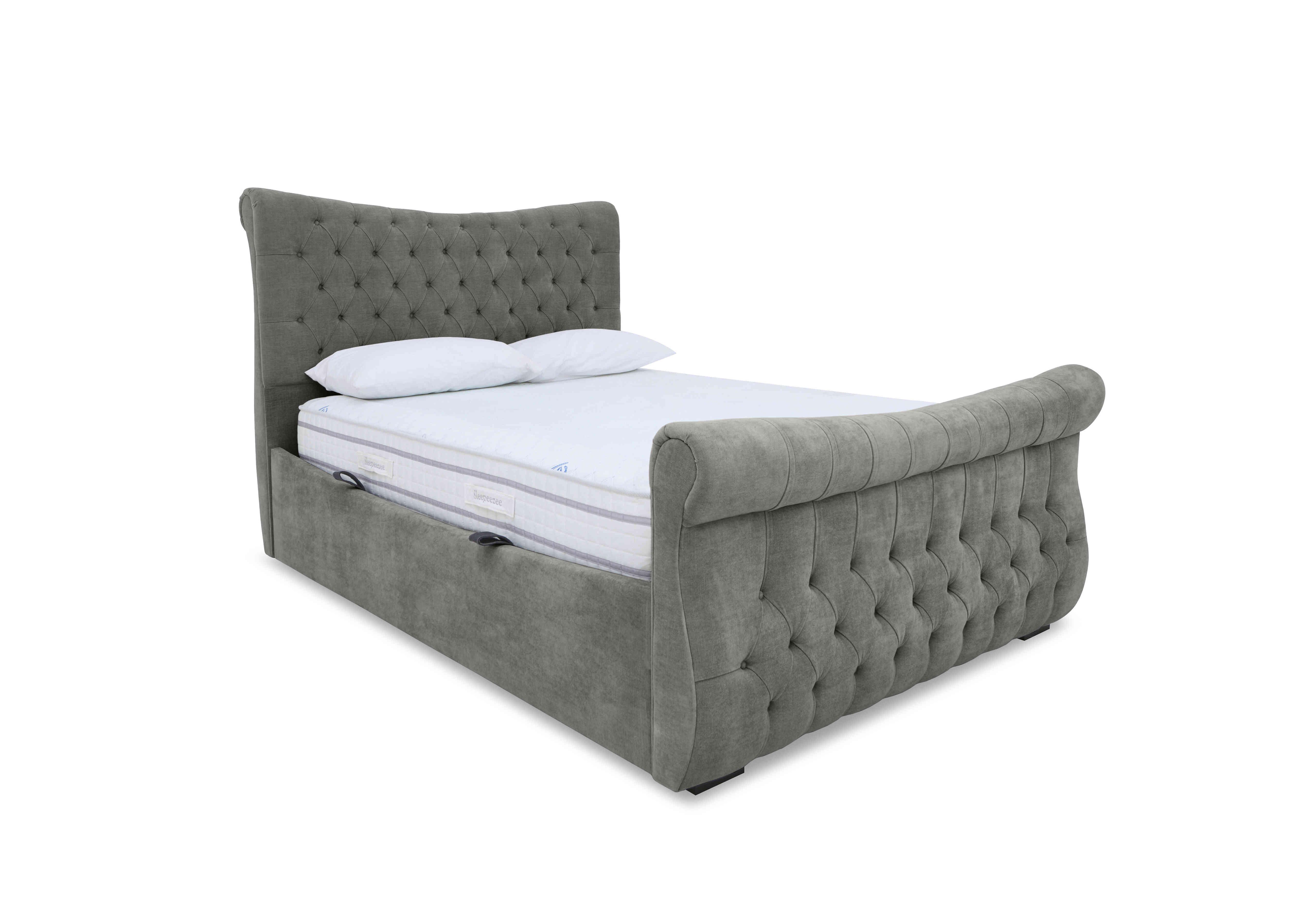 Lance Left Hand Side Opening Ottoman Bed Frame in Dapple Sterling on Furniture Village