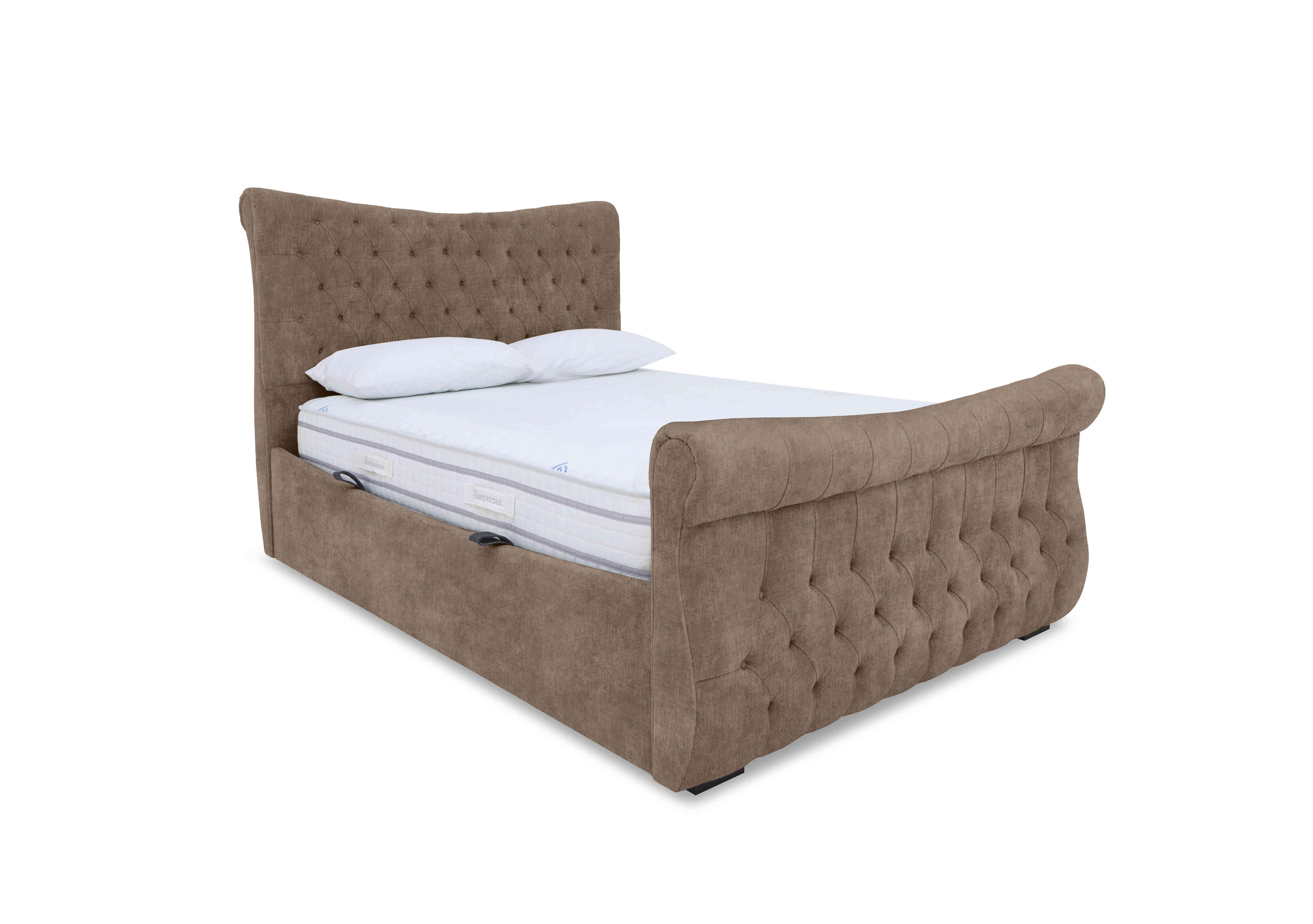 Lance Left Hand Side Opening Ottoman Bed Frame in Lace Caramel on Furniture Village