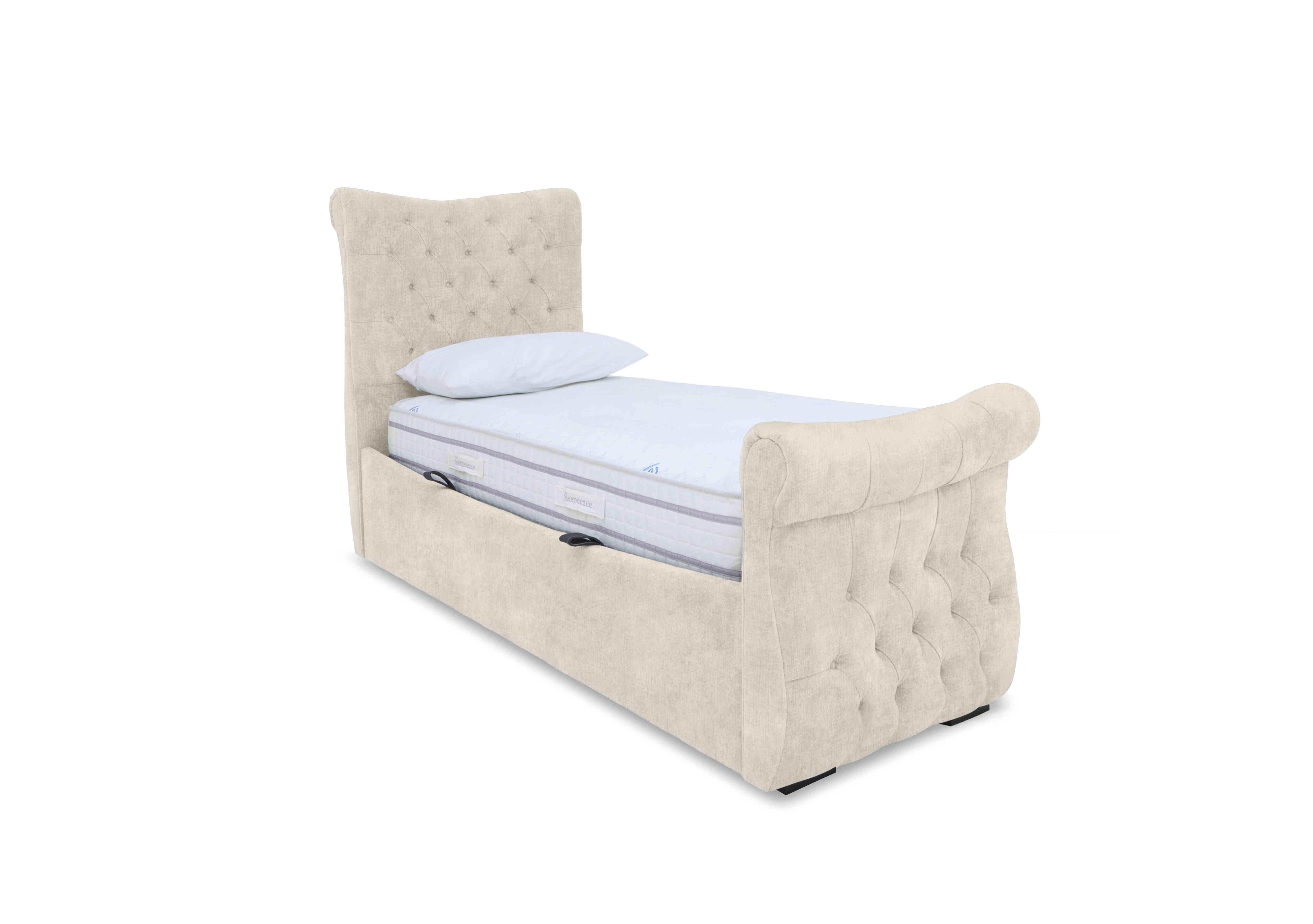 Lance Left Hand Side Opening Ottoman Bed Frame in Lace Ivory on Furniture Village