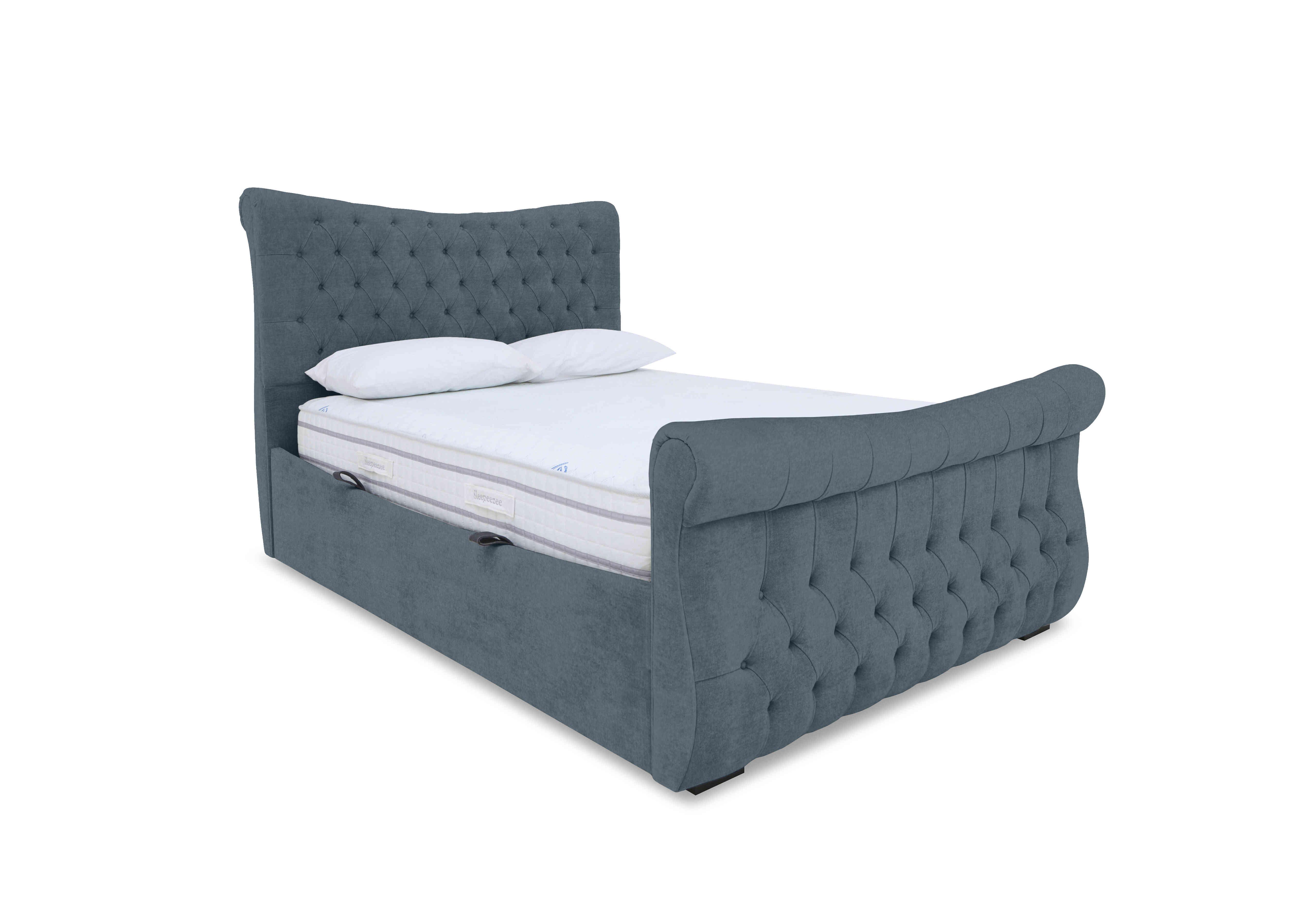 Lance Left Hand Side Opening Ottoman Bed Frame in Milan Petrol on Furniture Village