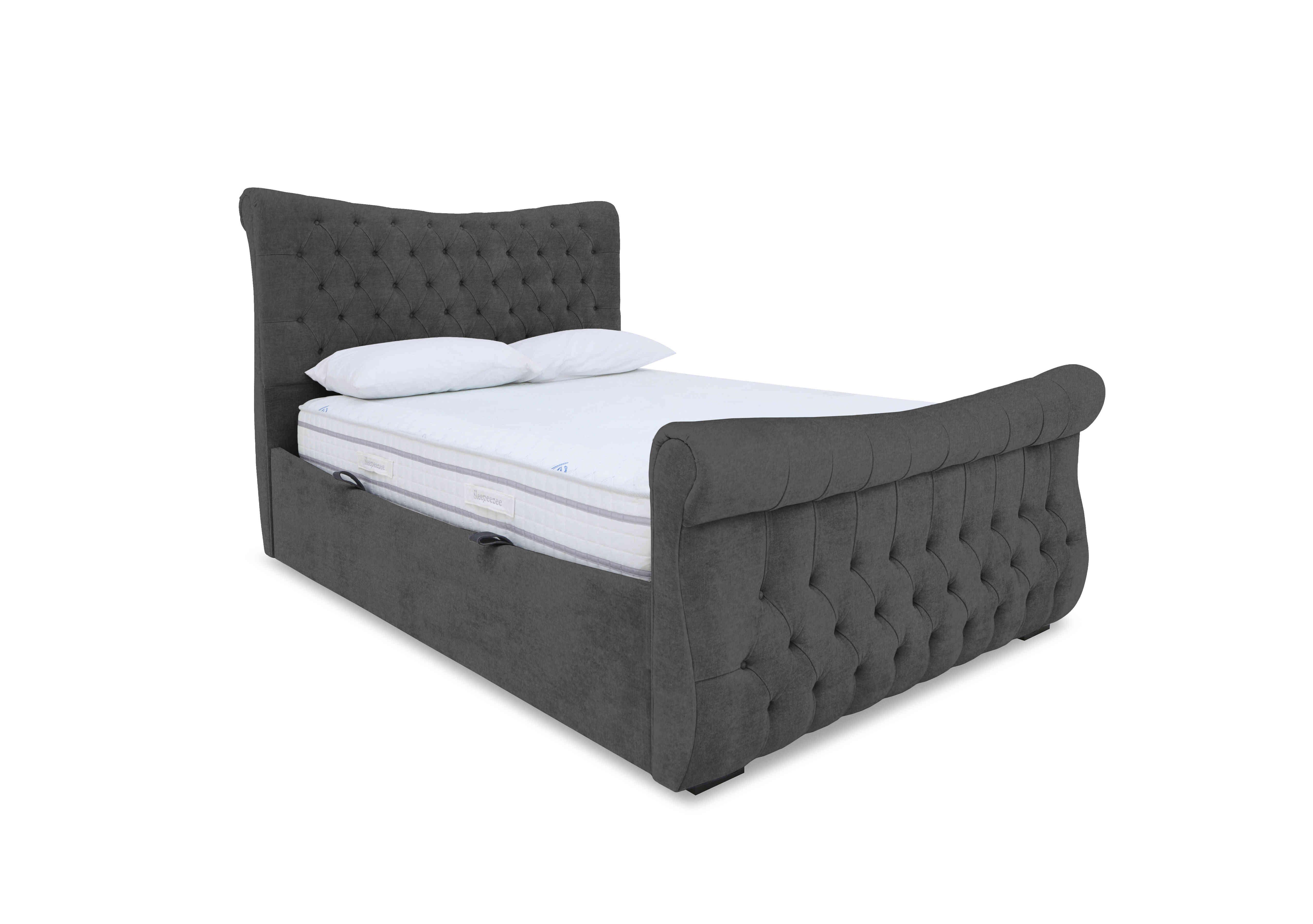 Lance Left Hand Side Opening Ottoman Bed Frame in Milan Thunder on Furniture Village