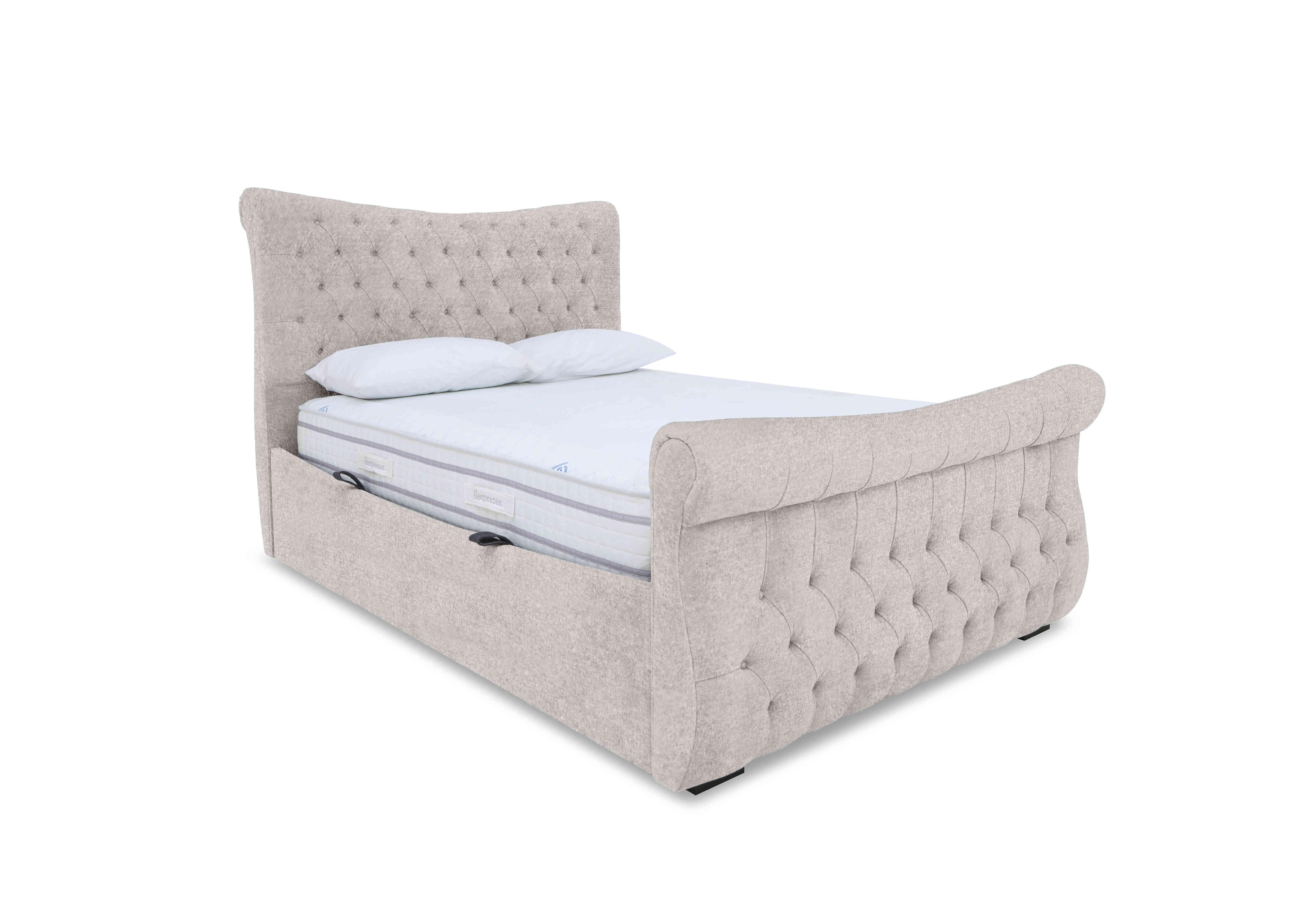 Lance Left Hand Side Opening Ottoman Bed Frame in Orkney Pebble on Furniture Village