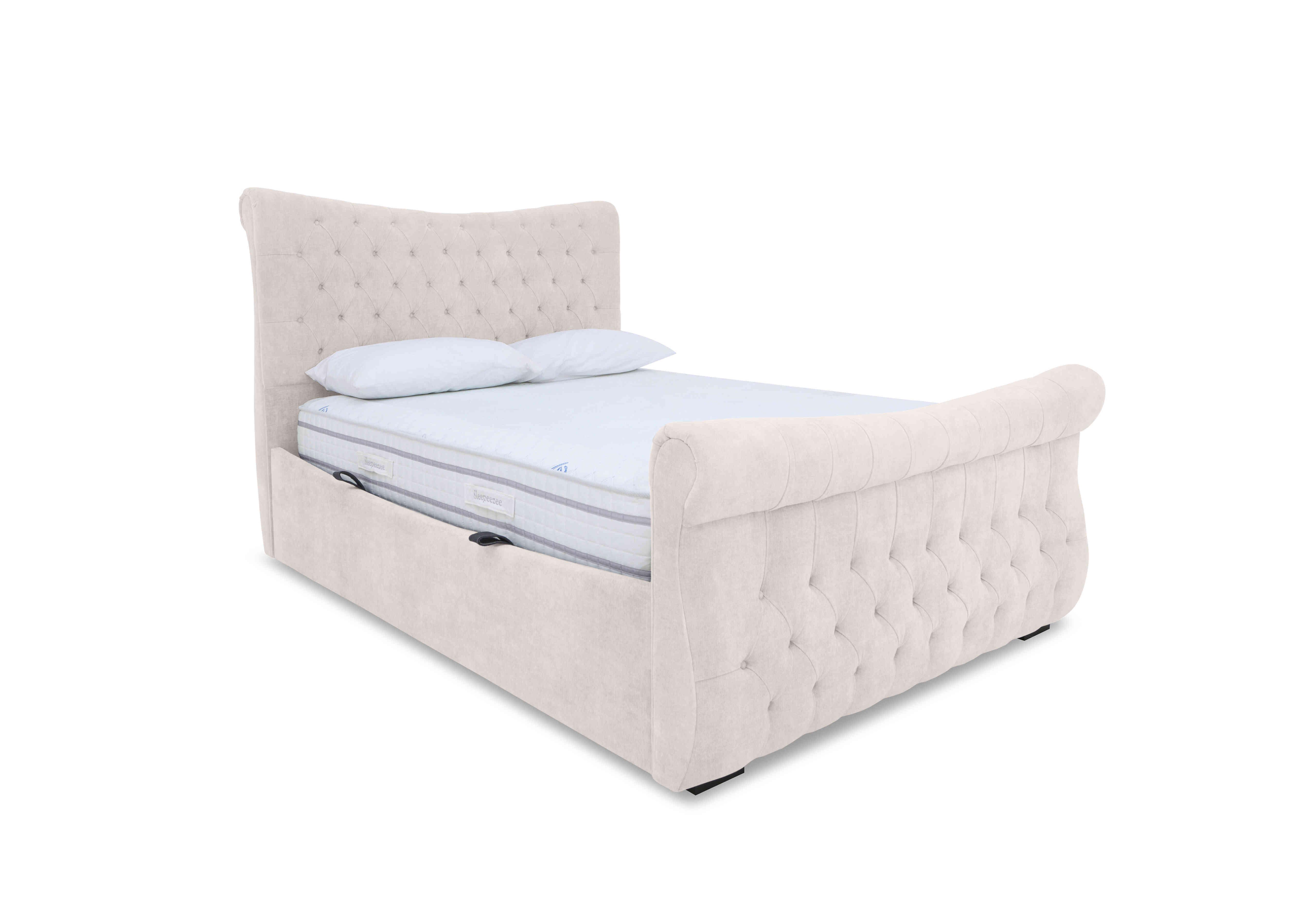 Lance Left Hand Side Opening Ottoman Bed Frame in Plain Opal on Furniture Village
