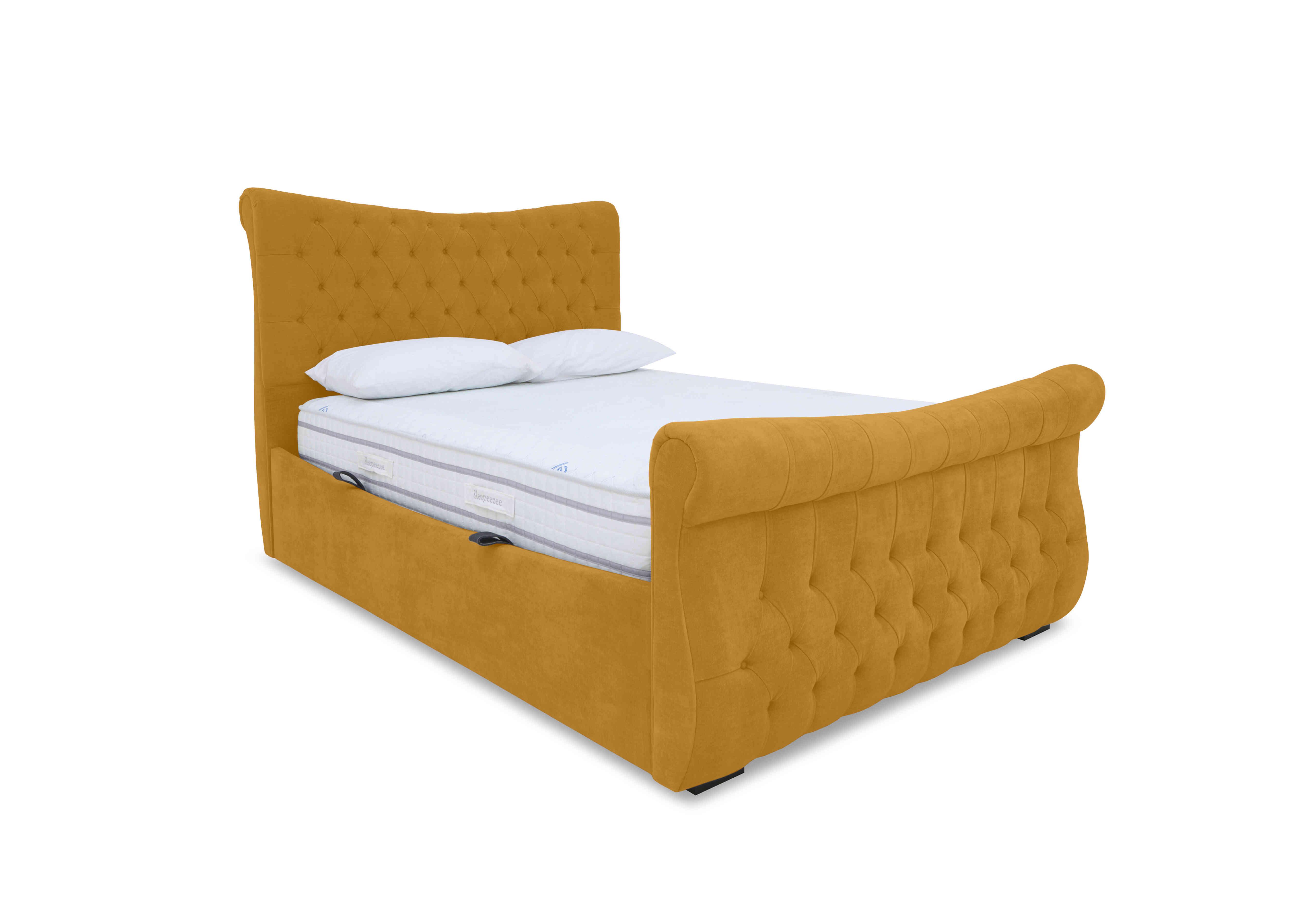 Lance Left Hand Side Opening Ottoman Bed Frame in Plush Corn on Furniture Village