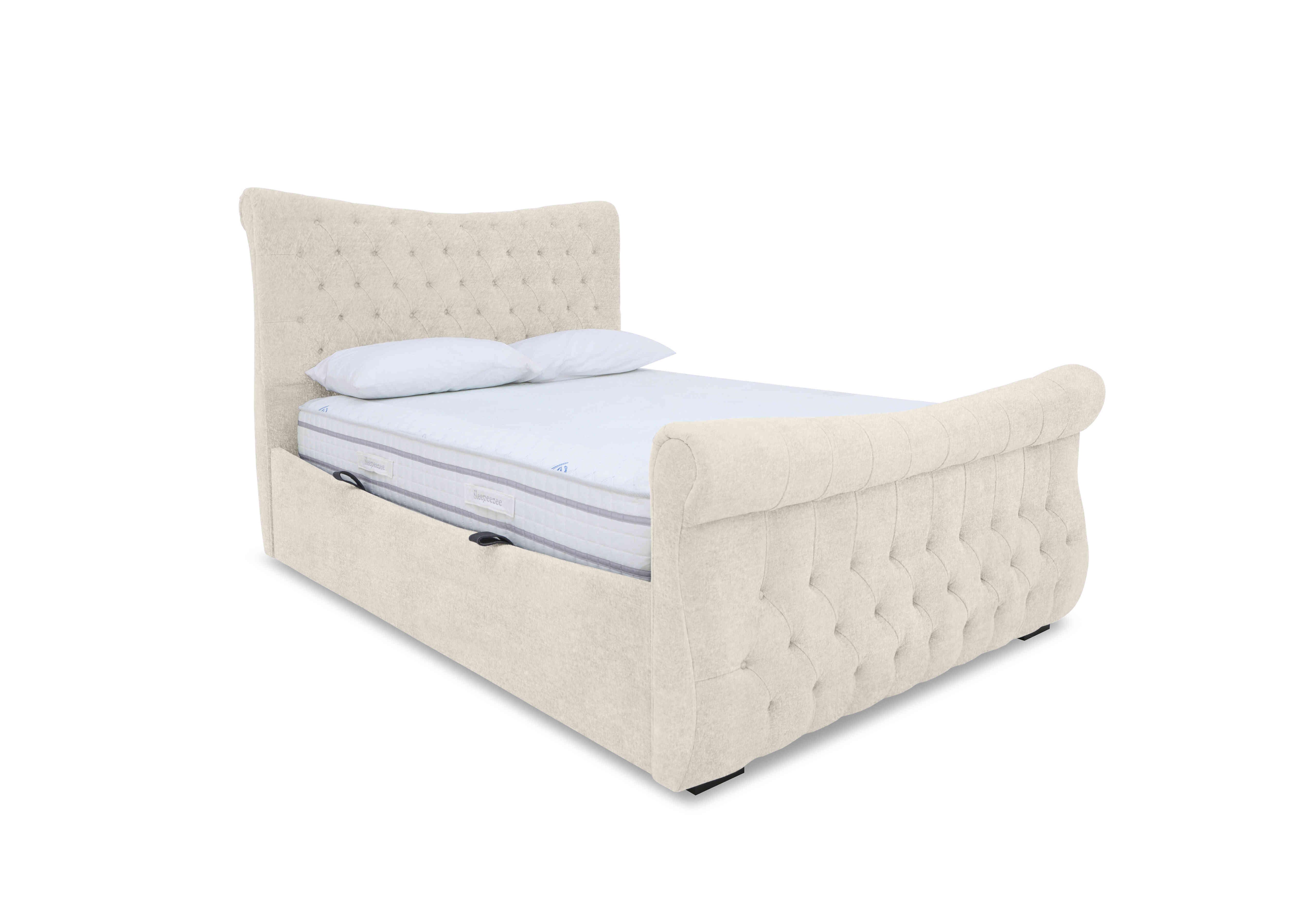 Lance Left Hand Side Opening Ottoman Bed Frame in Venice Cream on Furniture Village