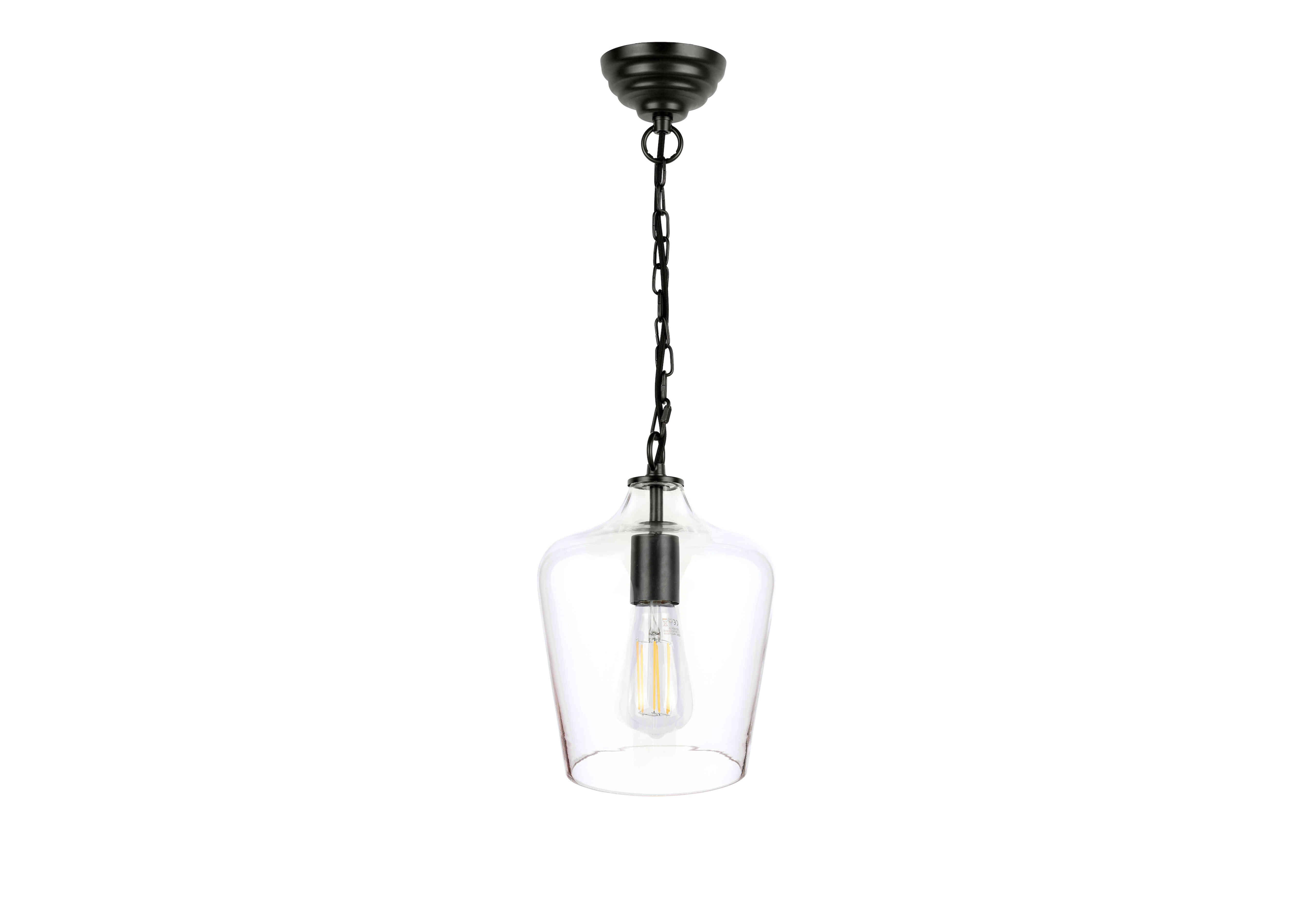 Laura Ashley Ockley 1 Light Pendant in Black on Furniture Village