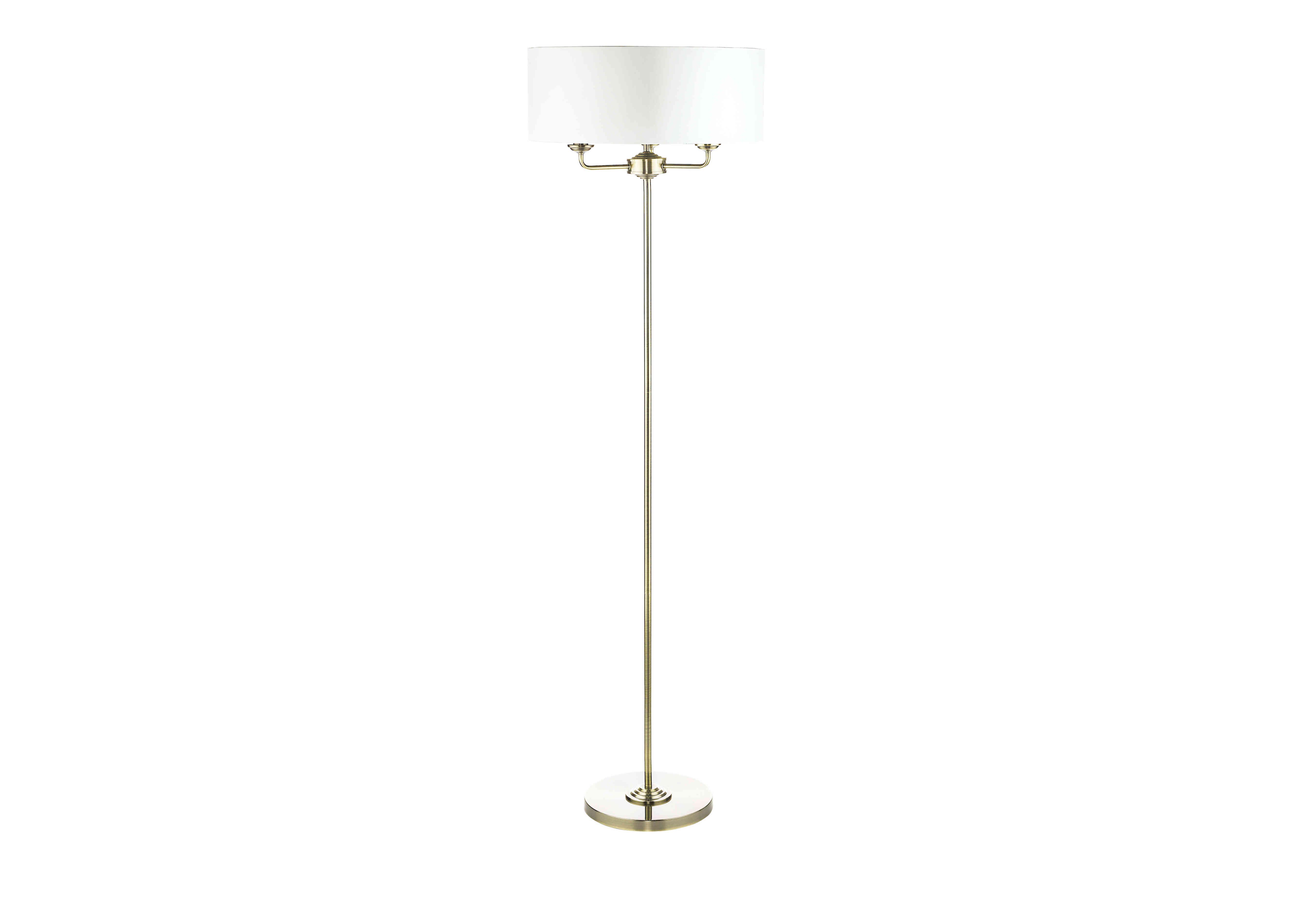 Sorrento 3 Light Floor Lamp in Antique Brass & Ivory on Furniture Village