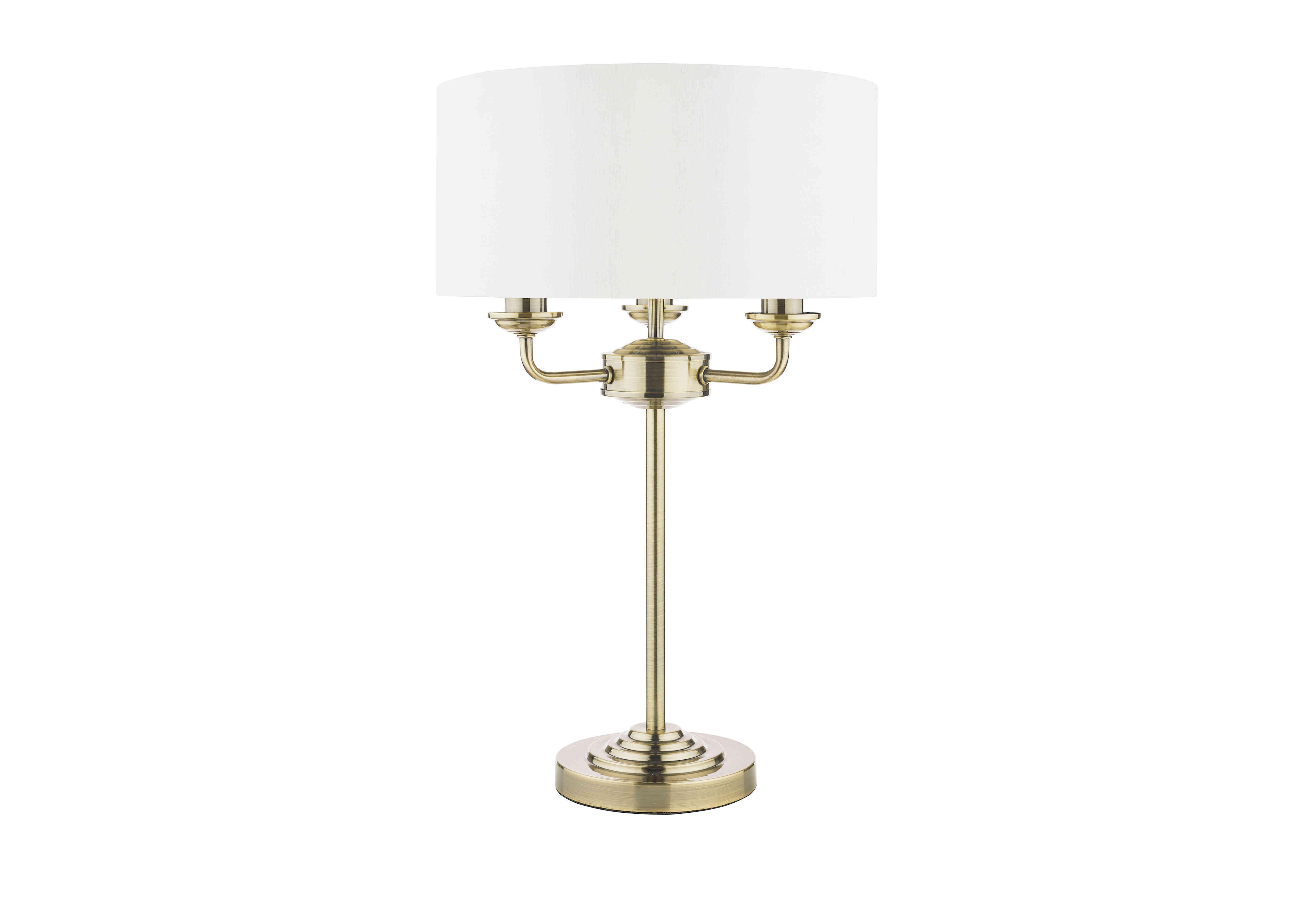 Sorrento 3 Light Table Lamp in Antique Brass & Ivory on Furniture Village