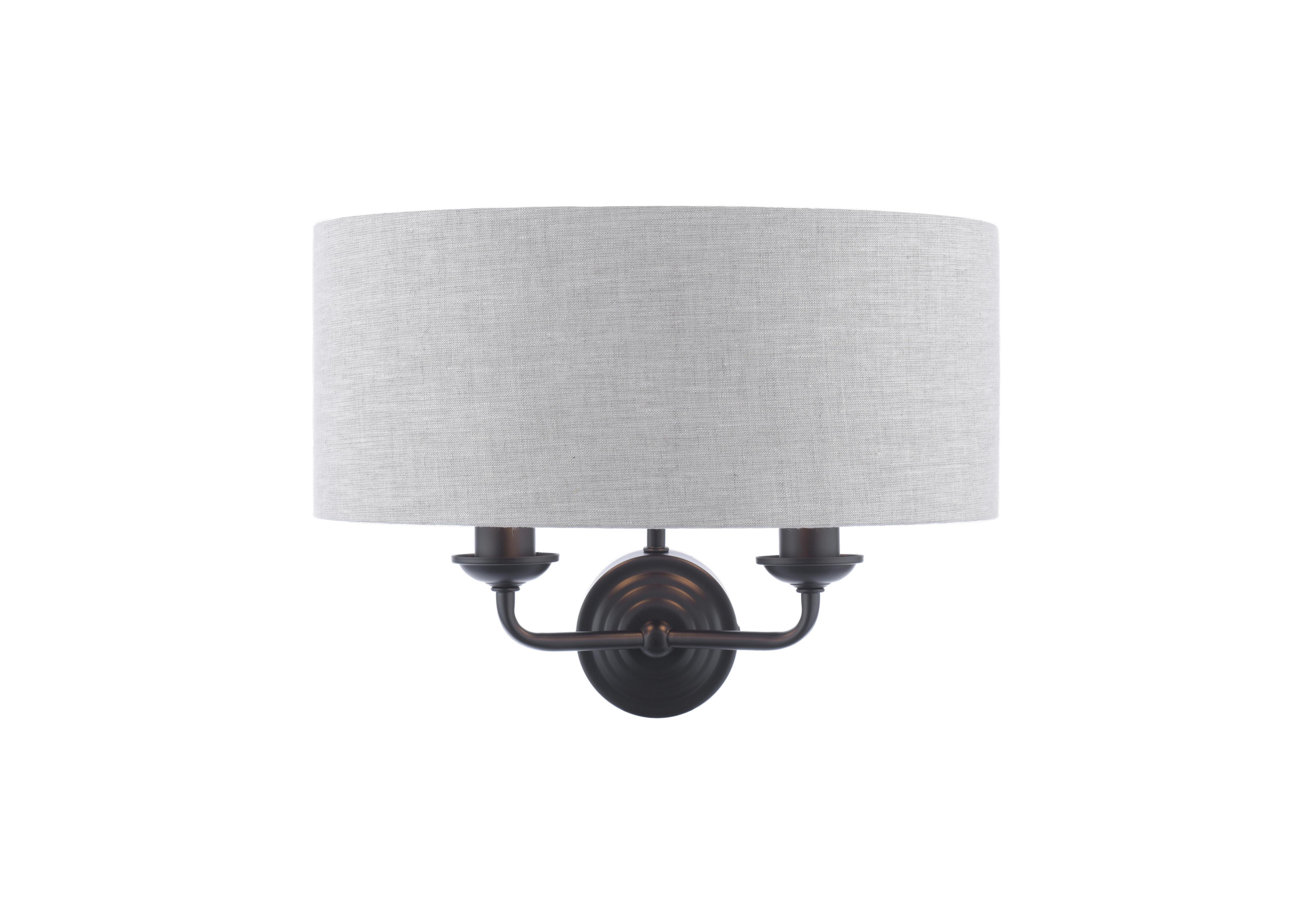Sorrento 2 Light Wall Light in Black & Natural on Furniture Village