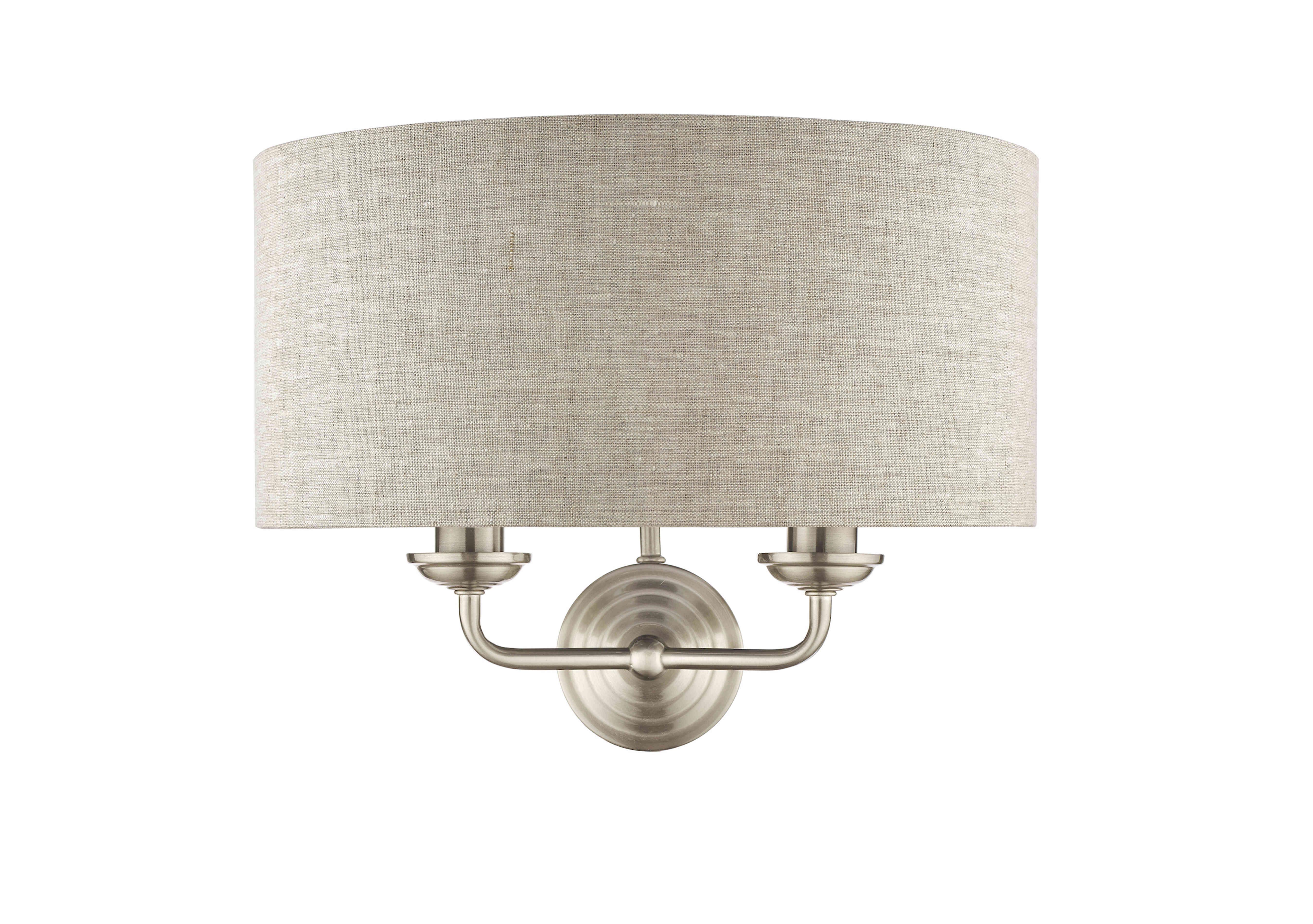 Sorrento 2 Light Wall Light in Satin Nickel/Natural on Furniture Village