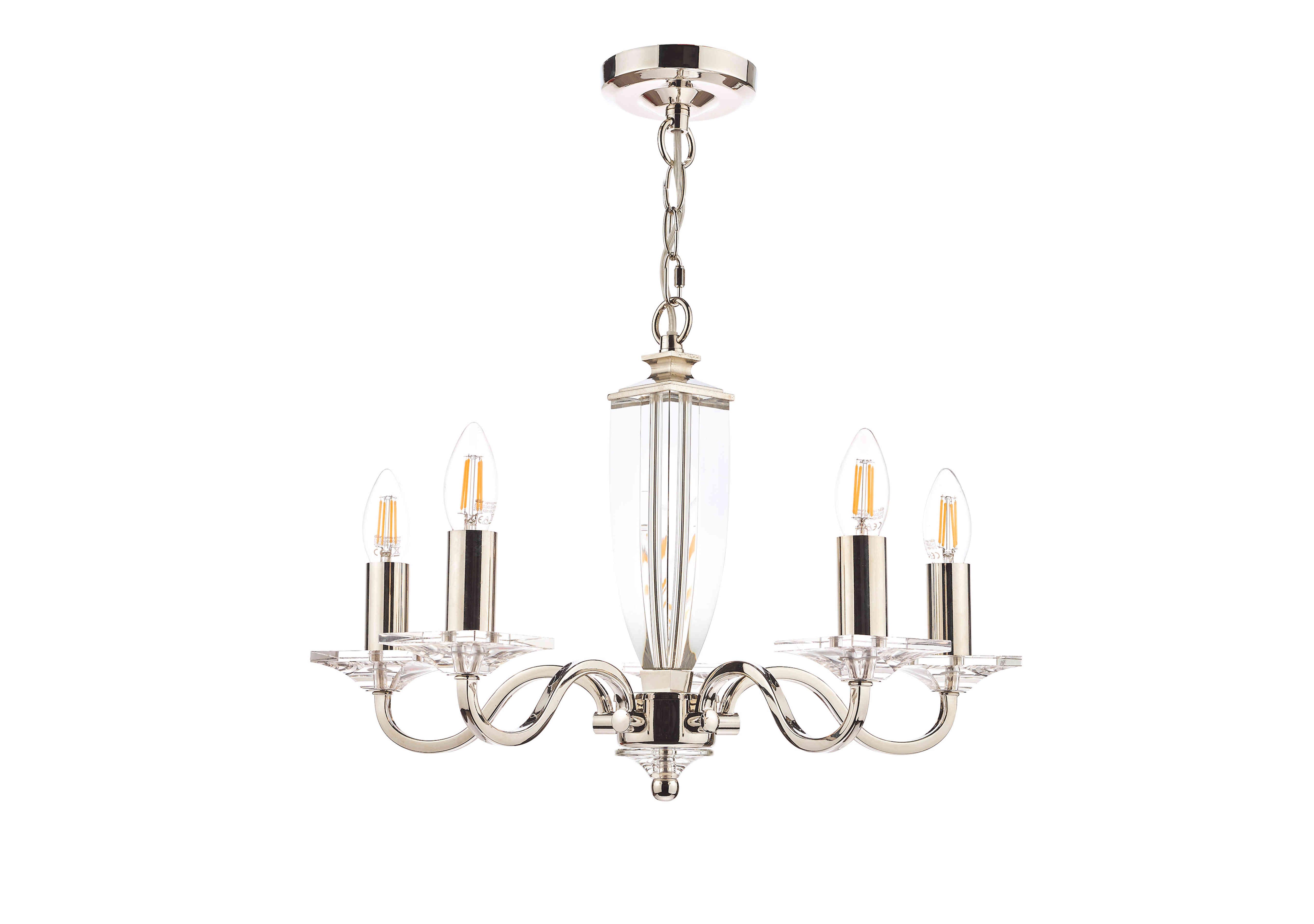 Carson 5 Arm Chandelier in Nickel on Furniture Village