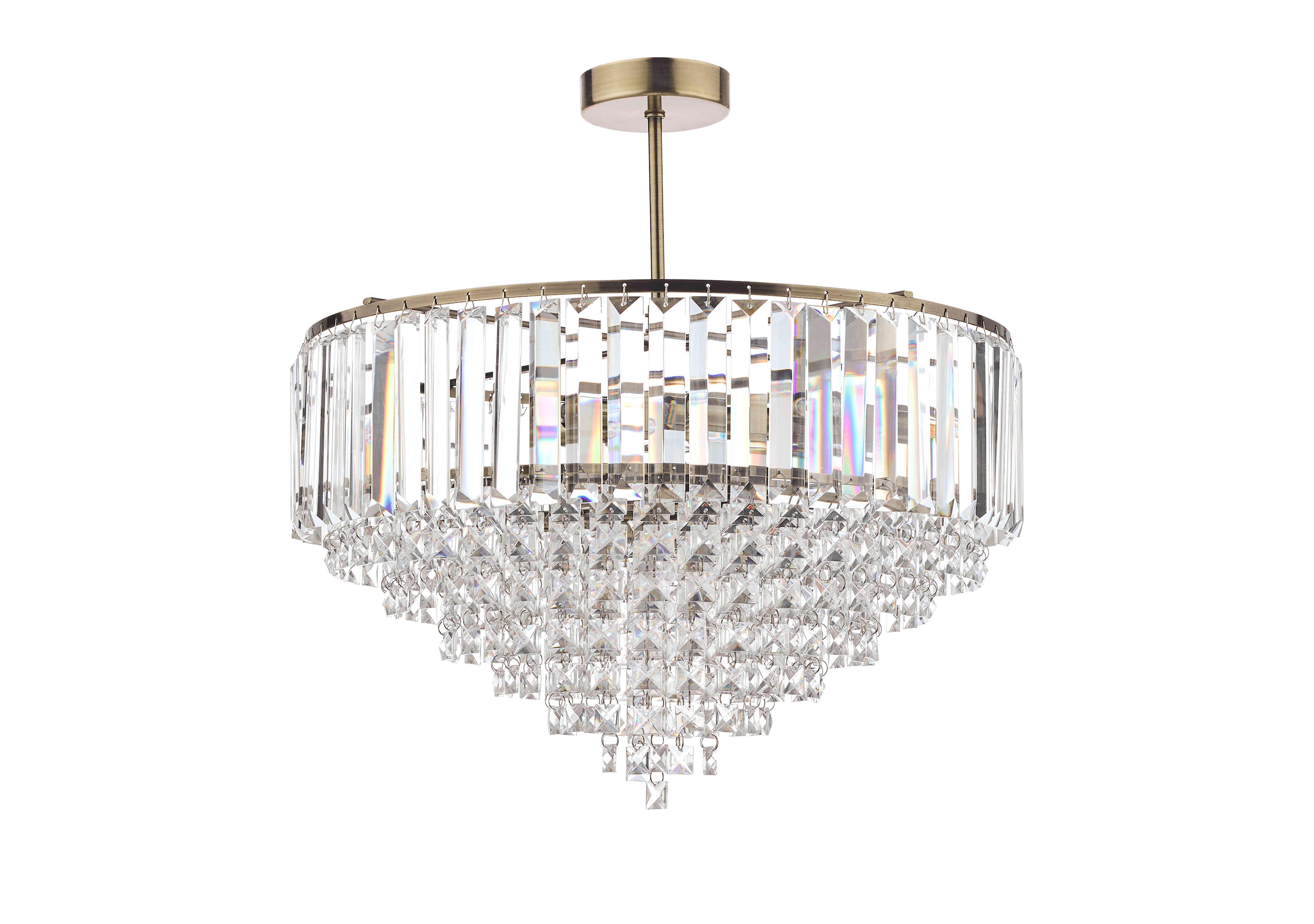 Vienna Large 5 Light Semi Flush Ceiling Light in Antique Brass on Furniture Village