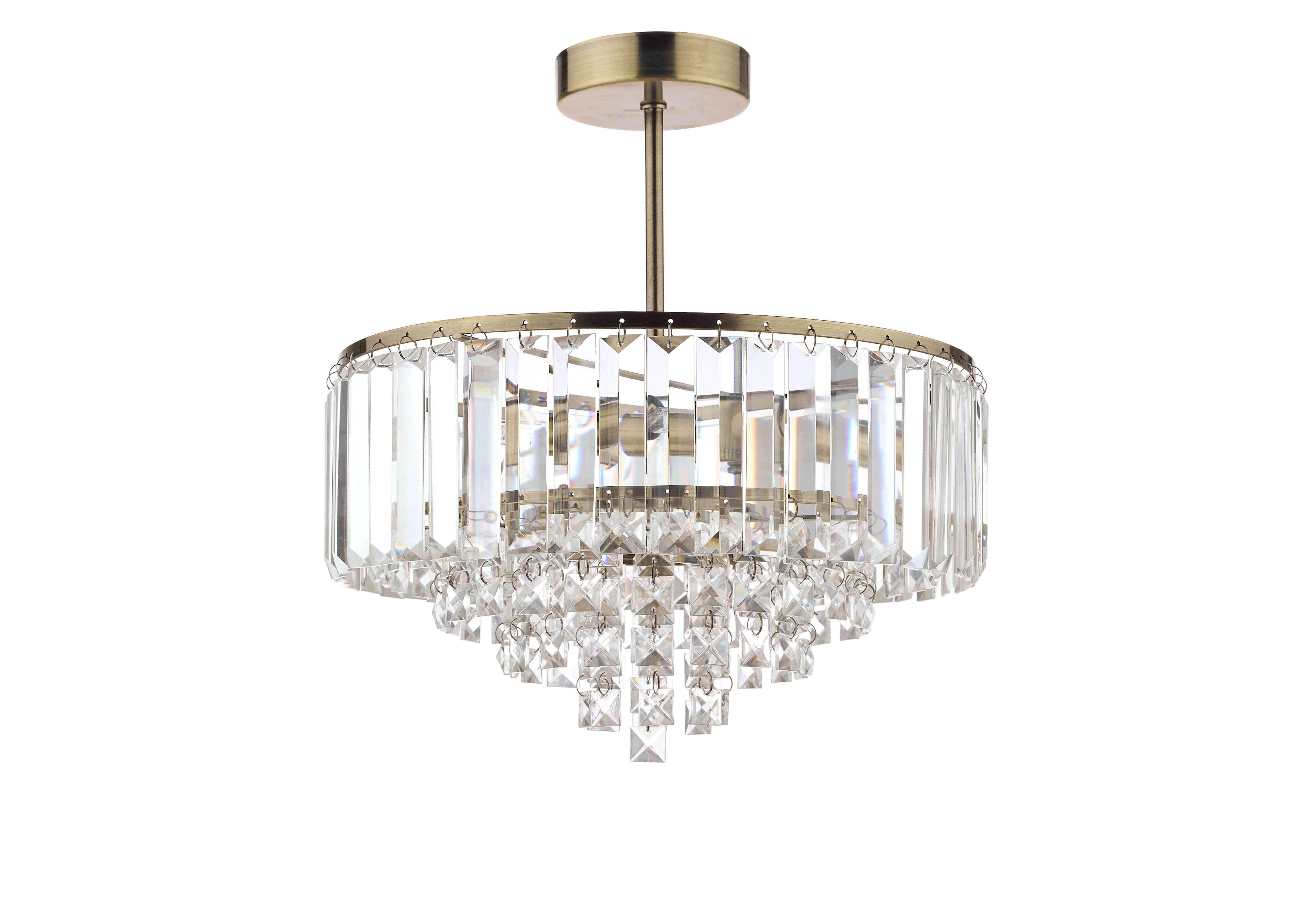 Vienna 3 Light Semi Flush Ceiling Light in Antique Brass on Furniture Village