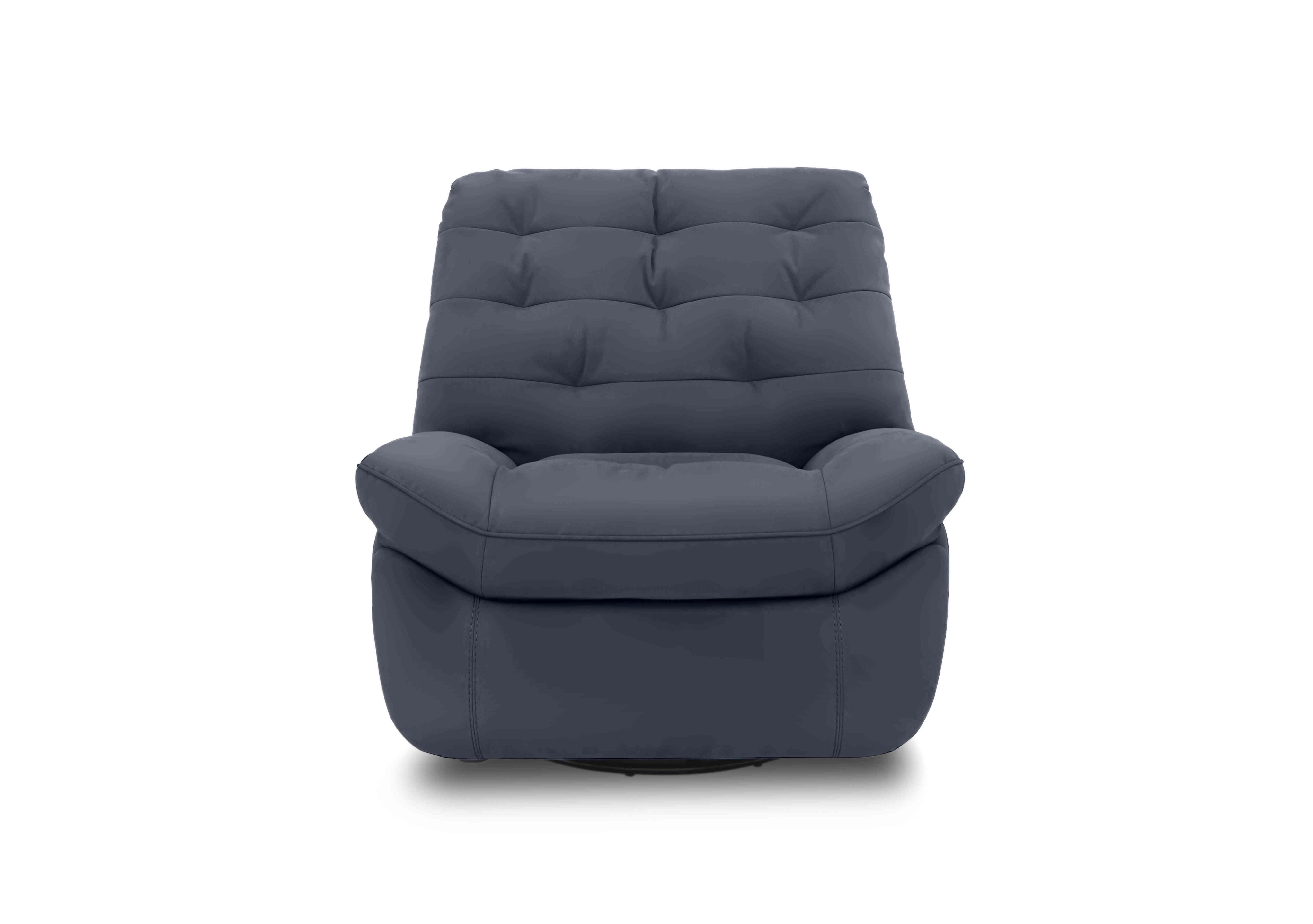 Ozzy Leather Swivel Power Recliner Chair in Nc-313e Ocean Blue on Furniture Village
