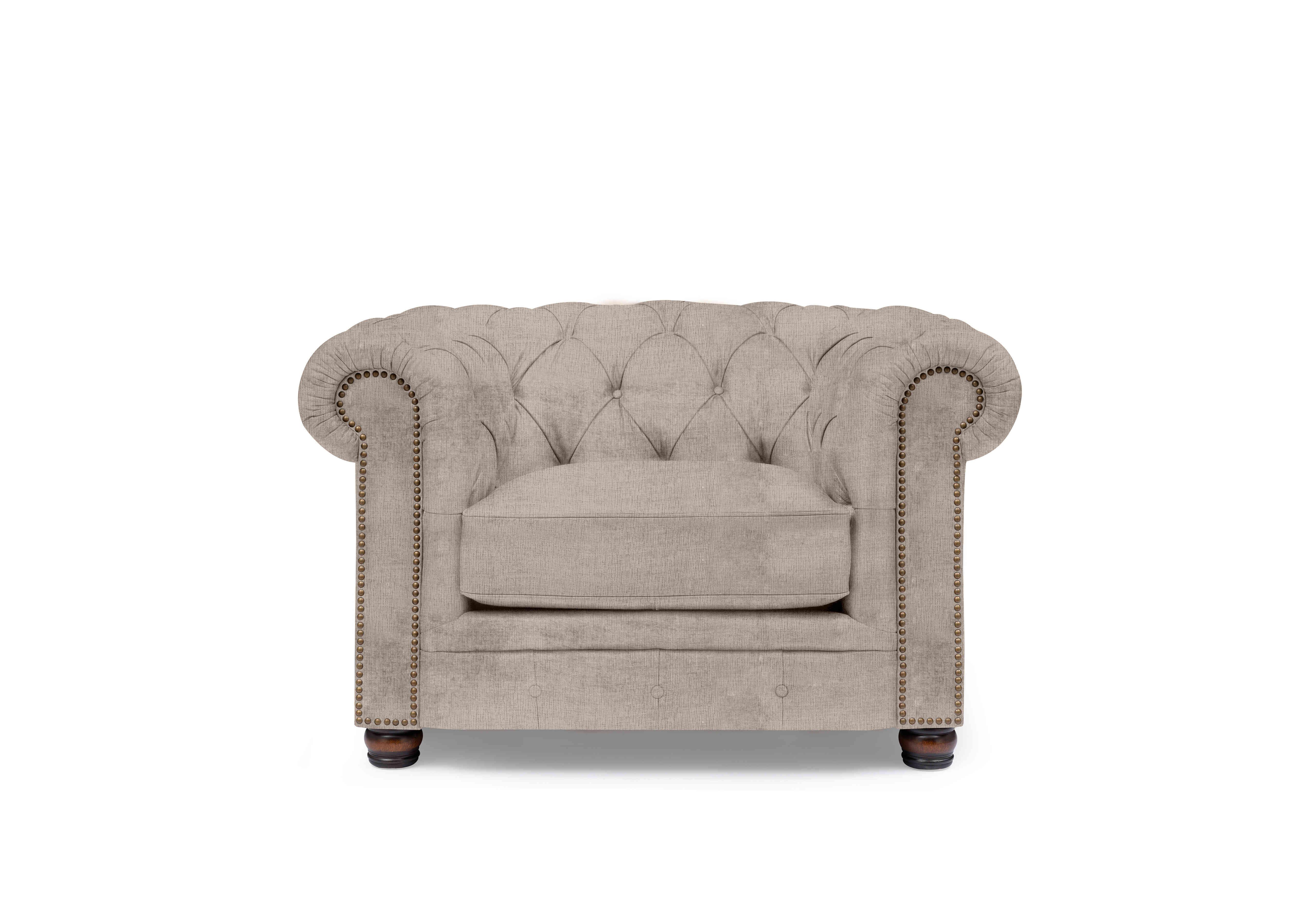 Shackleton Fabric Chesterfield Chair in X3-A607 Bailey Brown on Furniture Village