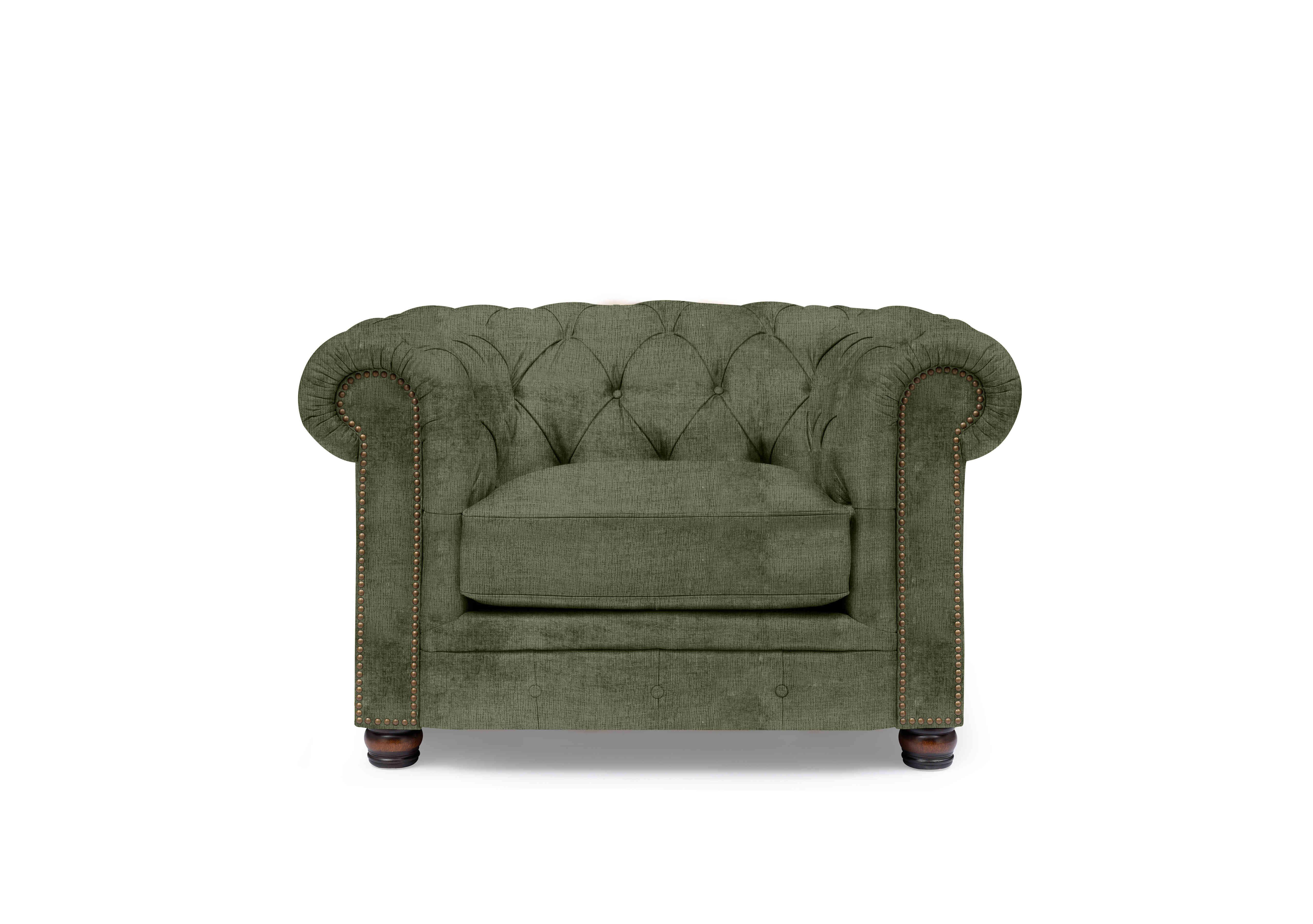 Shackleton Fabric Chesterfield Chair in X3-A616 Hunter Green on Furniture Village